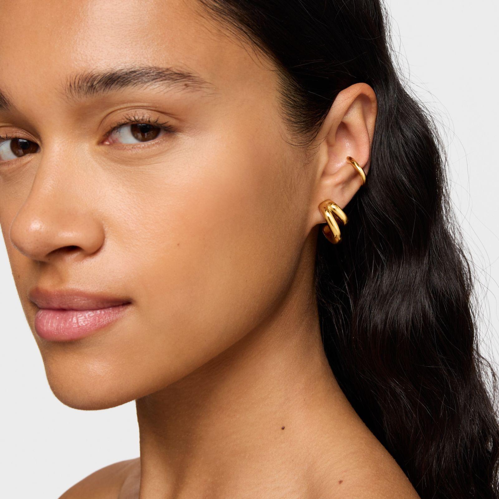 Earcuff con baño de oro 18 kt sobre plata Line-3