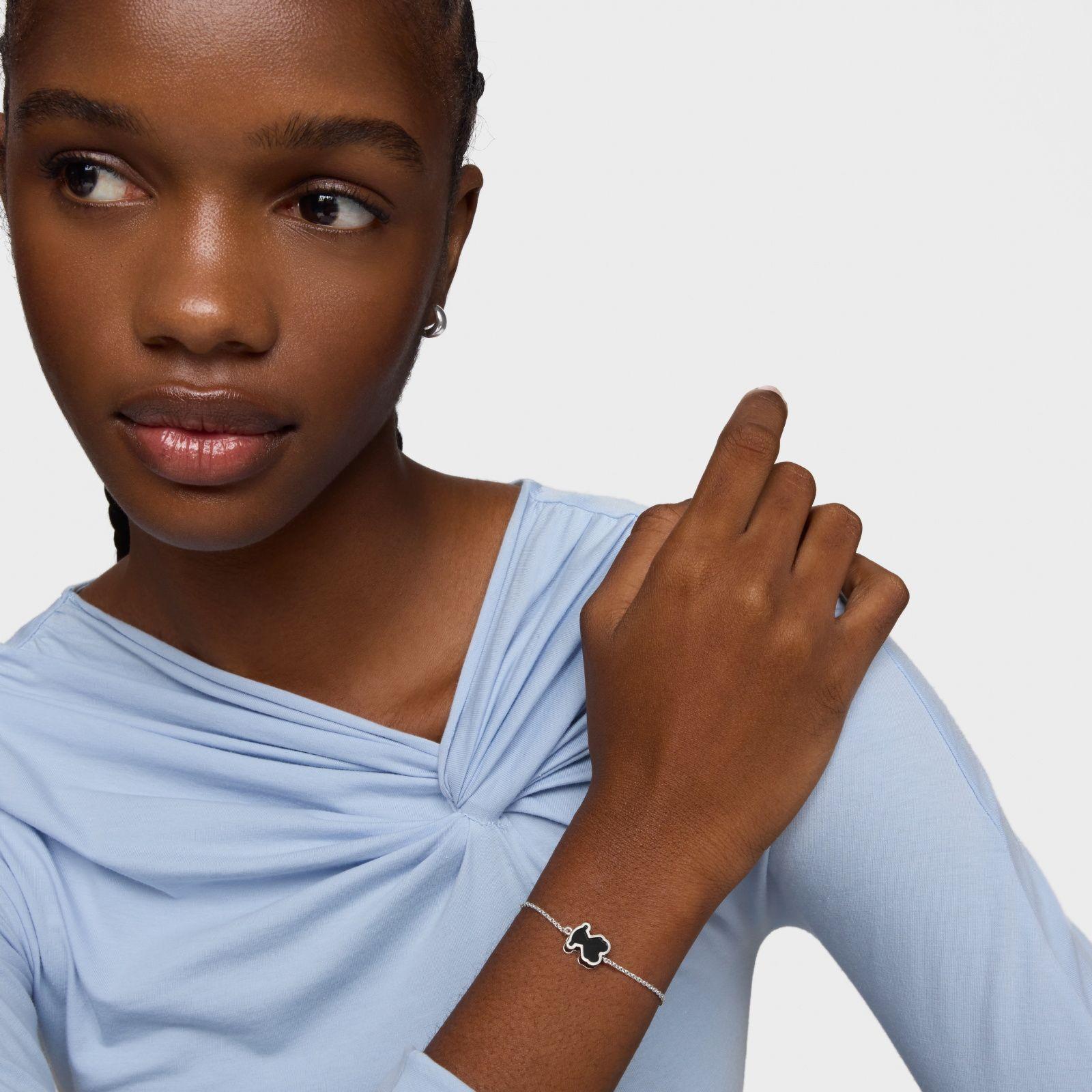 Pulsera de plata y metacrilato negro Galaxy-3