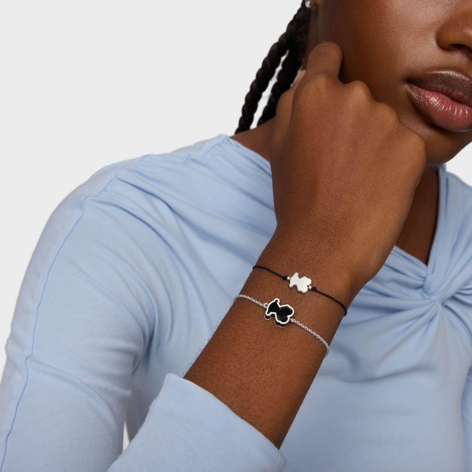 Pulsera de plata y metacrilato negro Galaxy-4