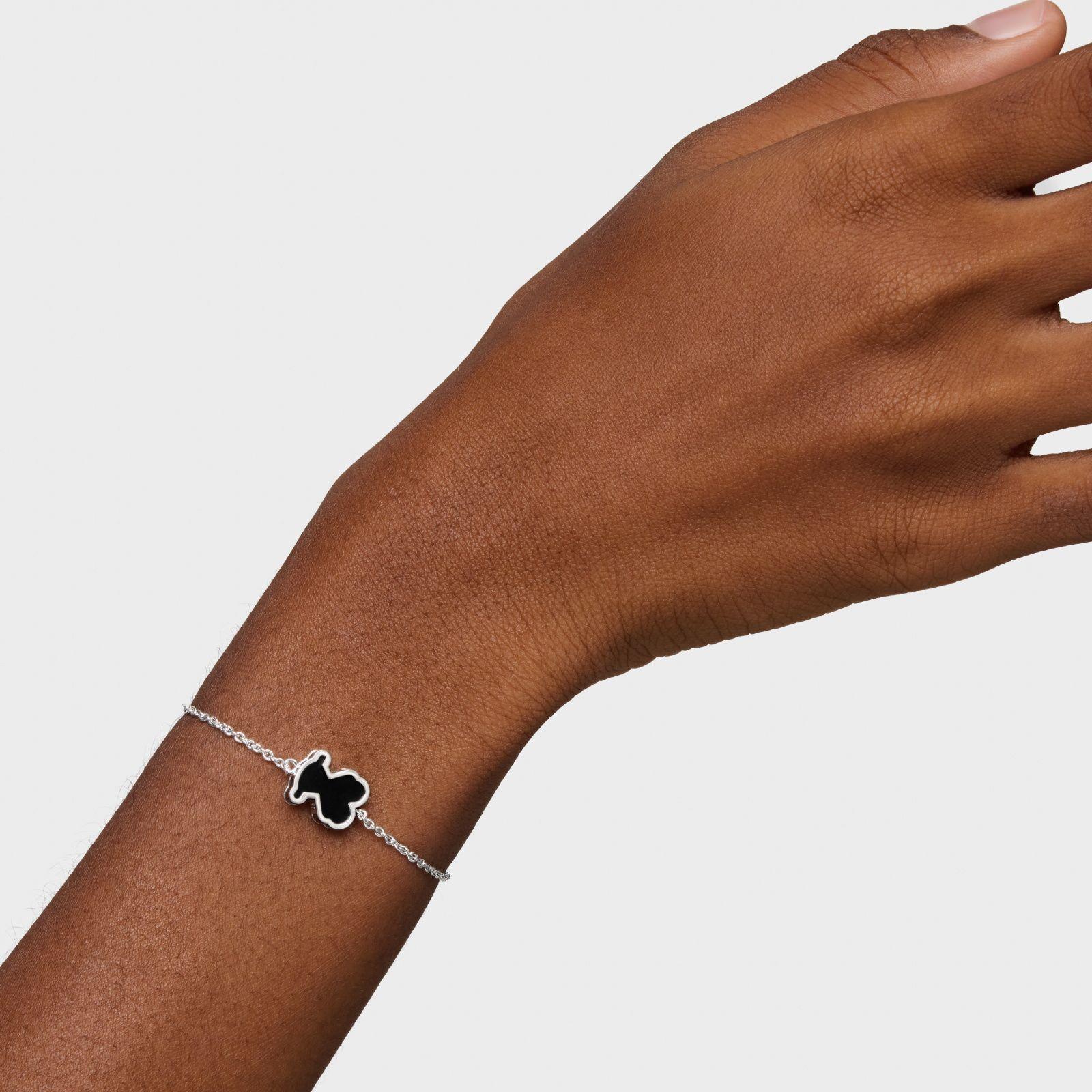 Pulsera de plata y metacrilato negro Galaxy-5