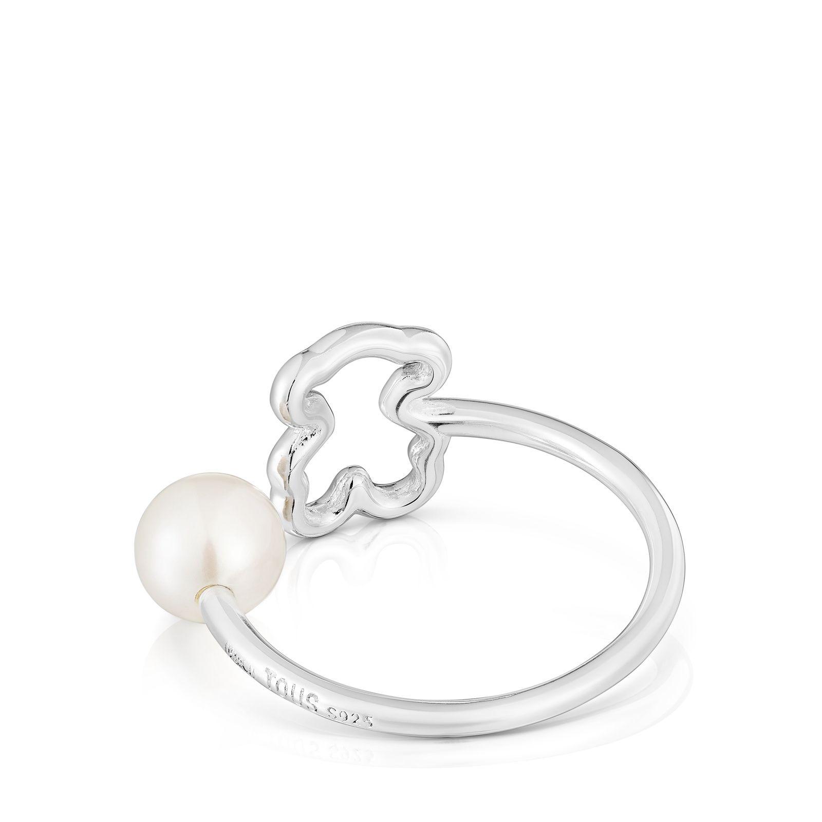 Anillo abierto de plata con perla cultivada New Silueta-2