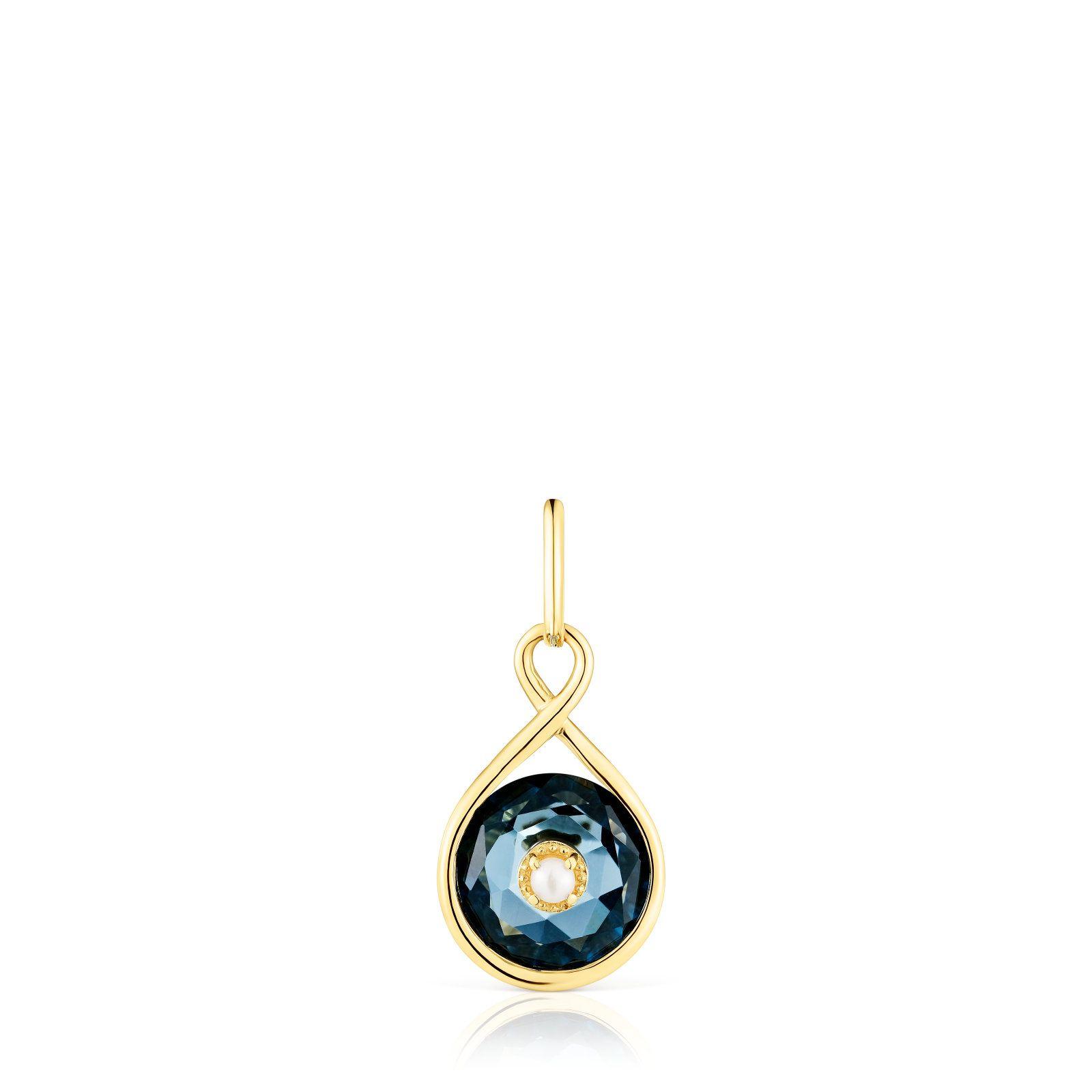 Colgante reversible de vermeil, topacio y perla  Alma Motif-0