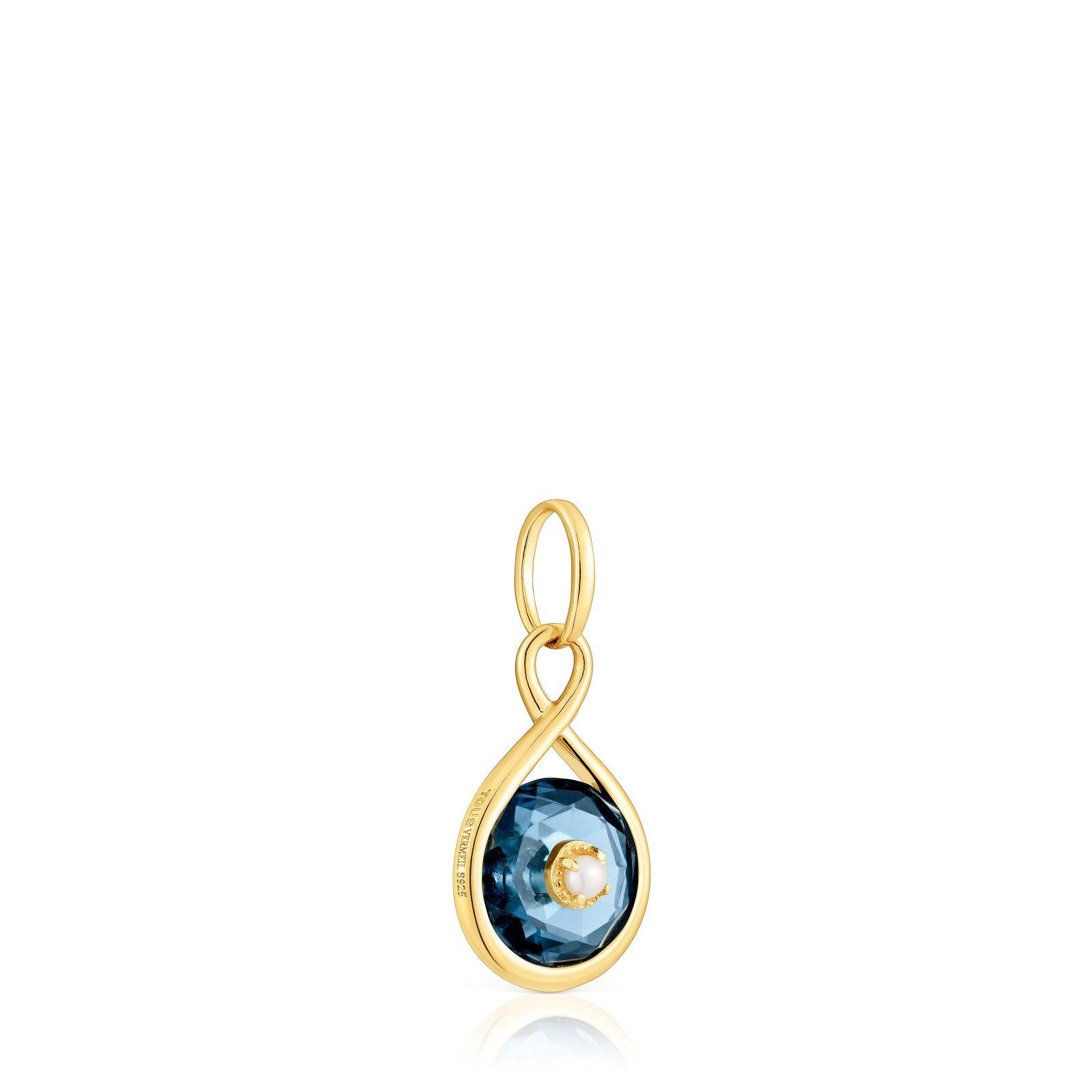 Colgante reversible de vermeil, topacio y perla  Alma Motif-1