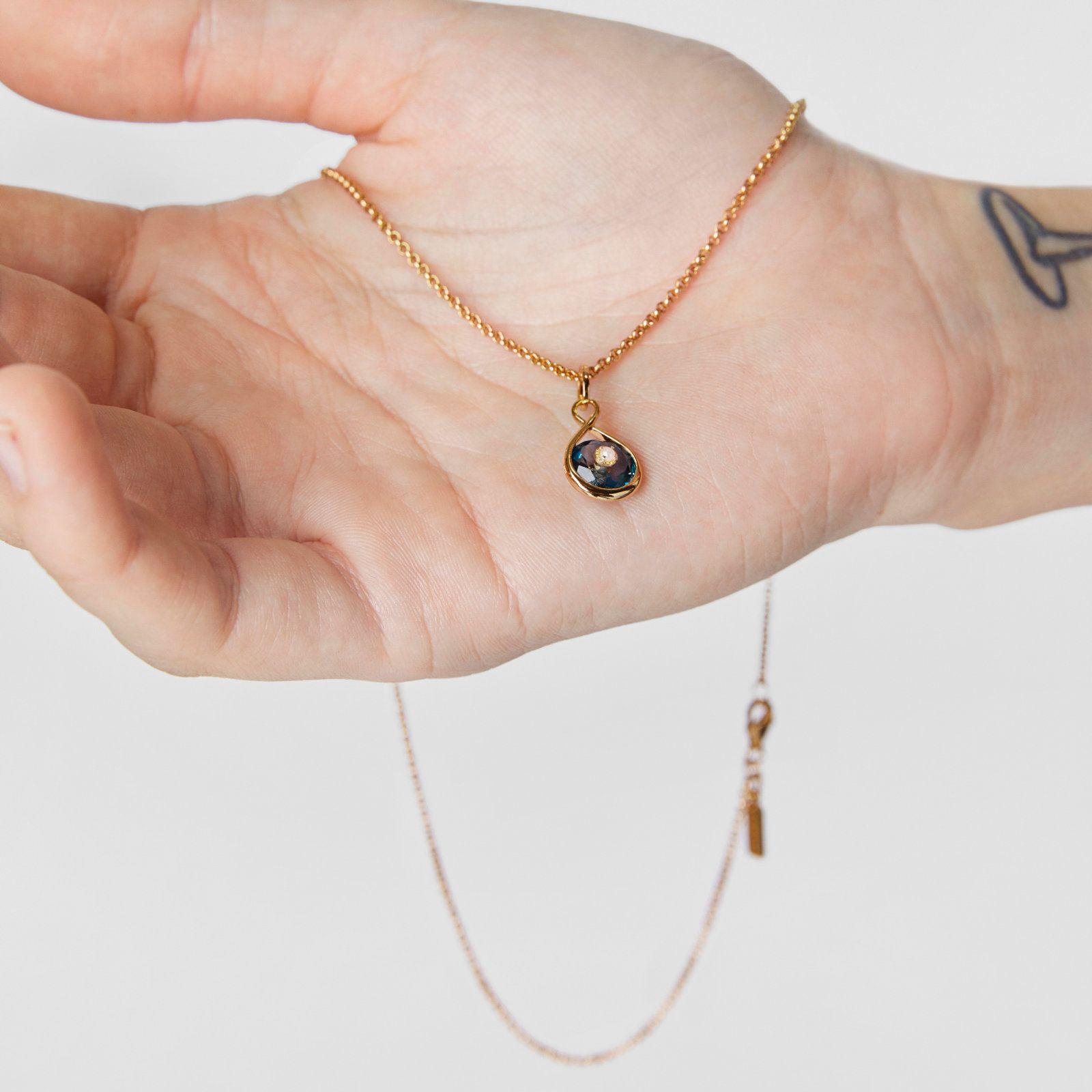 Colgante reversible de vermeil, topacio y perla  Alma Motif-3