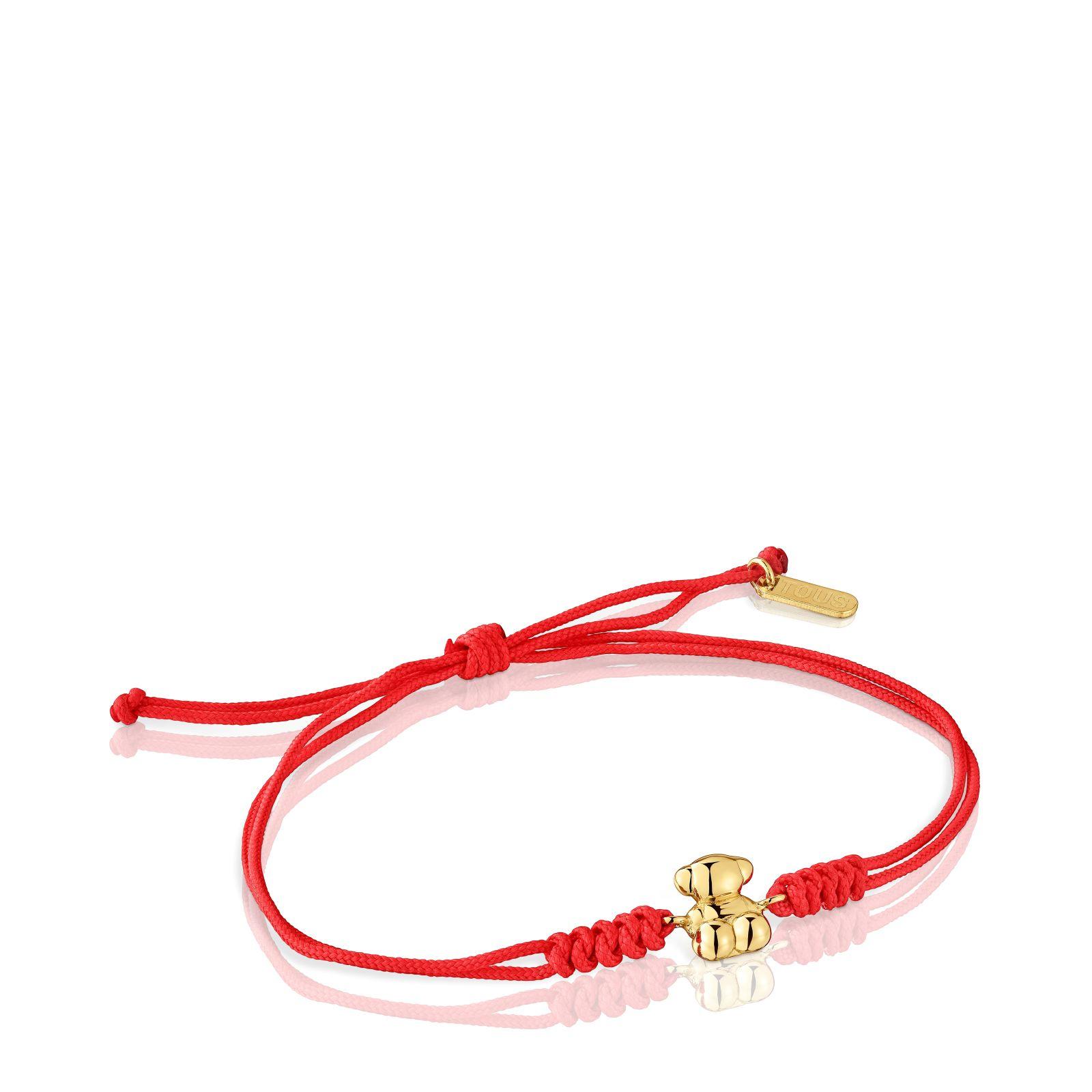 Pulsera de nylon y oso de oro en color rojo Bold Bear-0