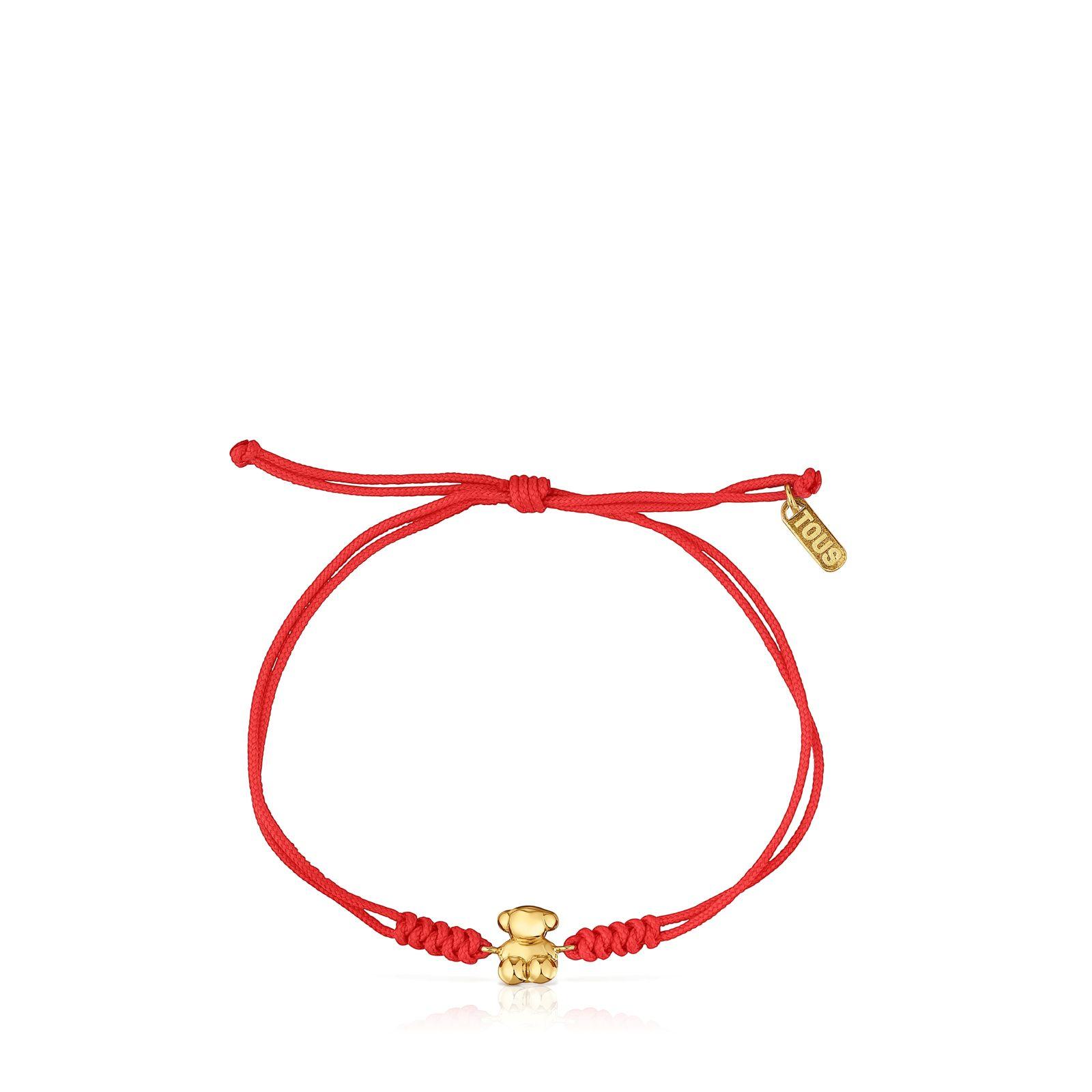 Pulsera de nylon y oso de oro en color rojo Bold Bear-1