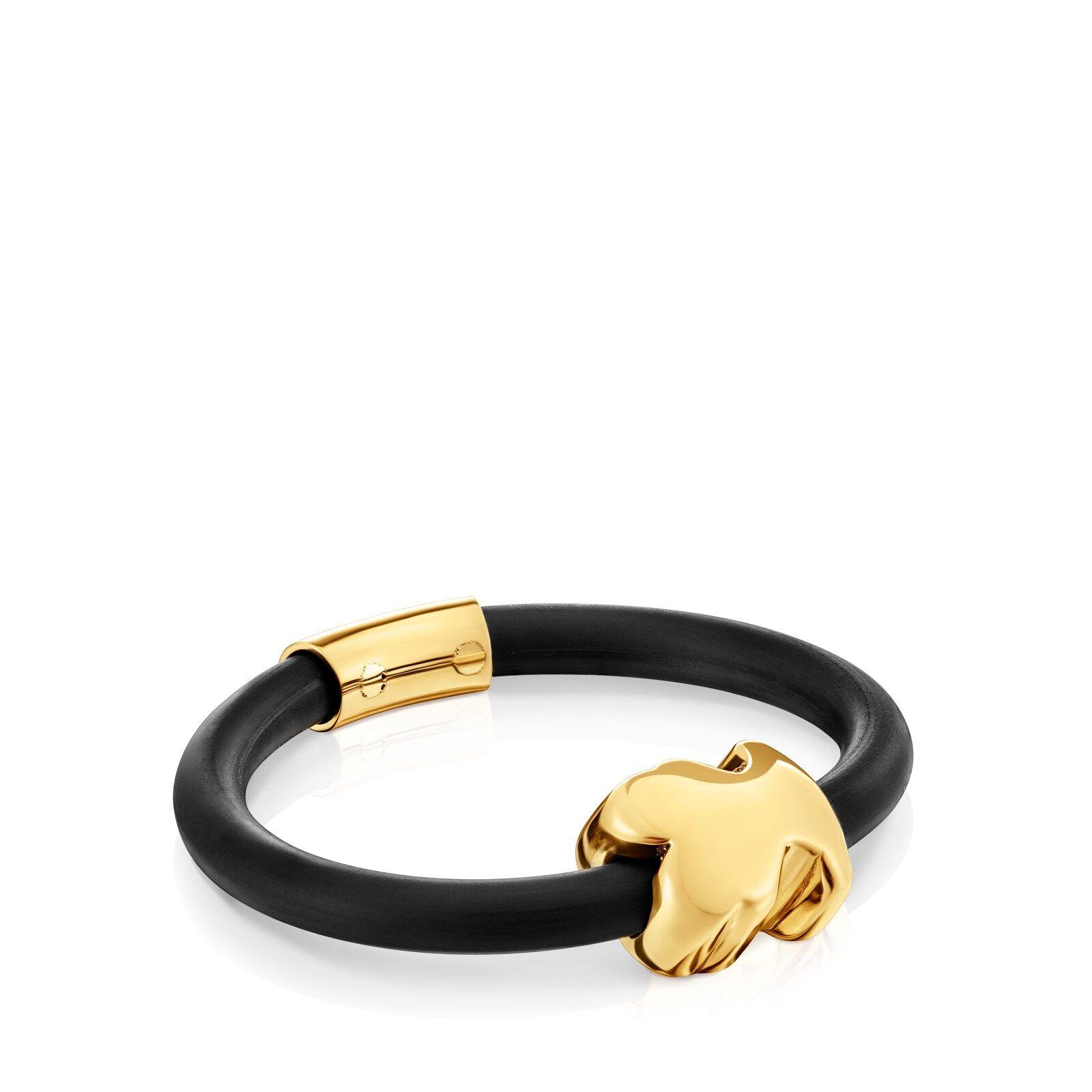 Anillo oso de oro 14 kt y caucho Bold Motif-2