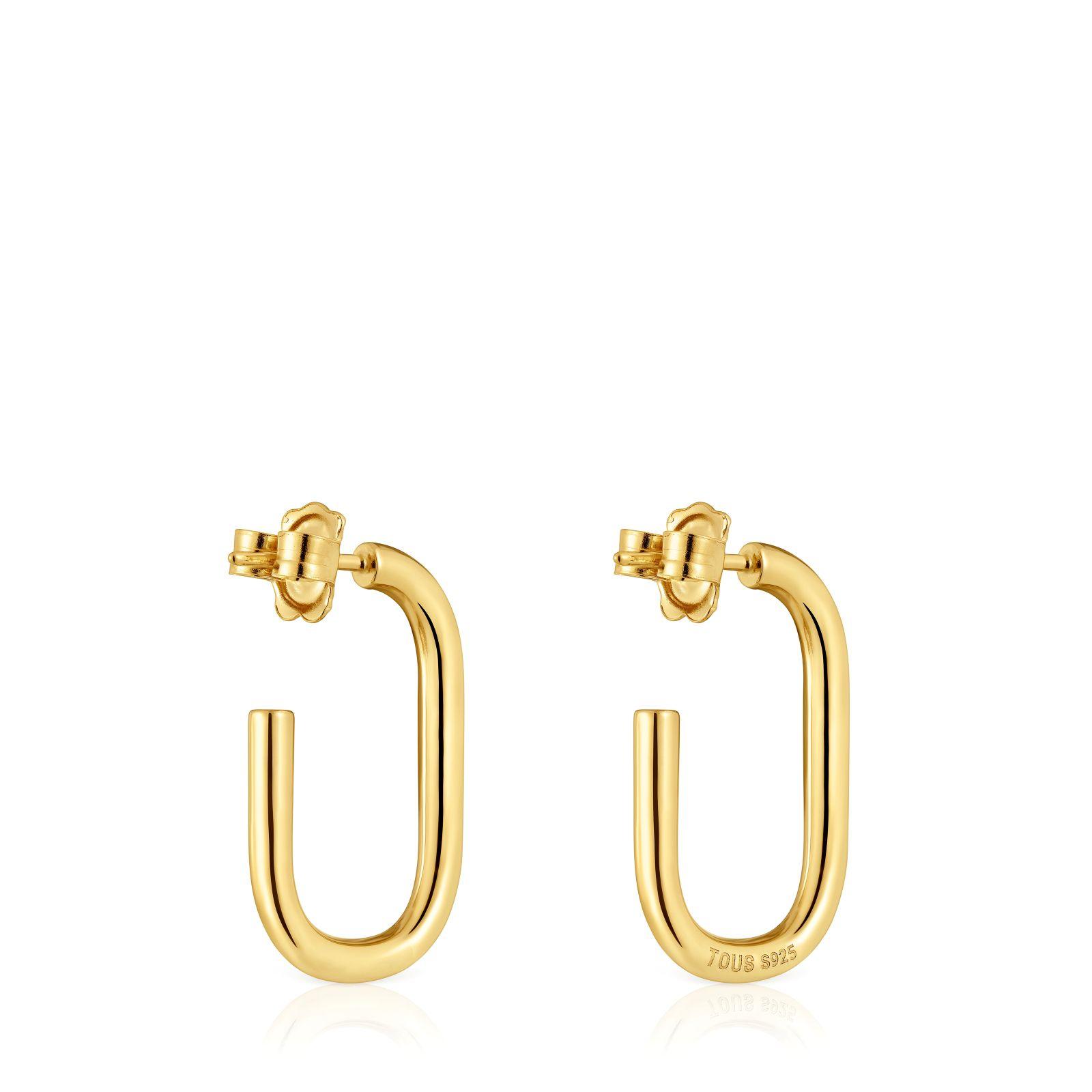 Pendientes de aro largos con baño de oro 18 kt sobre plata 25 mm Basicos-2