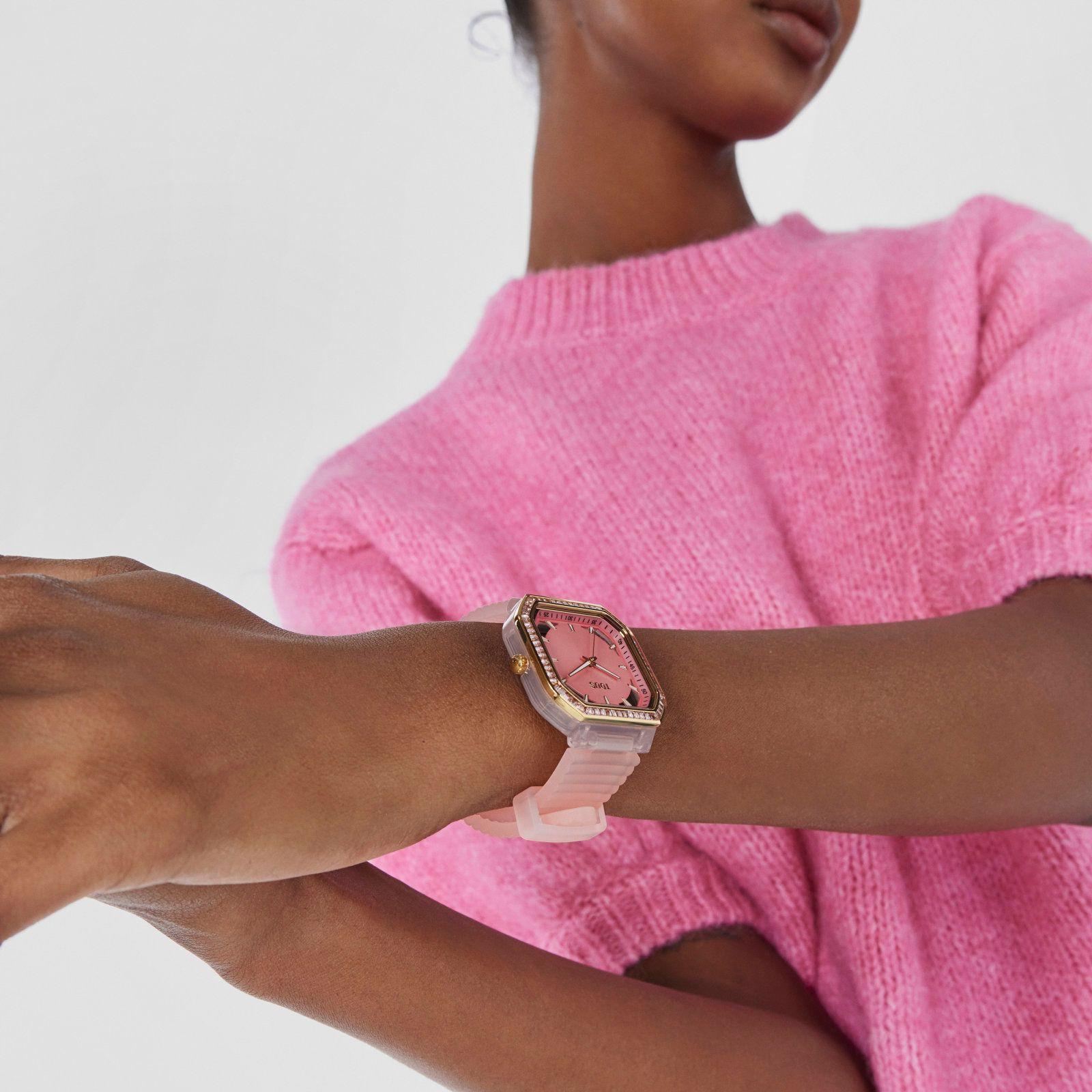 Reloj analógico de acero IPG rosa con zirconitas Gleam Fresh-3