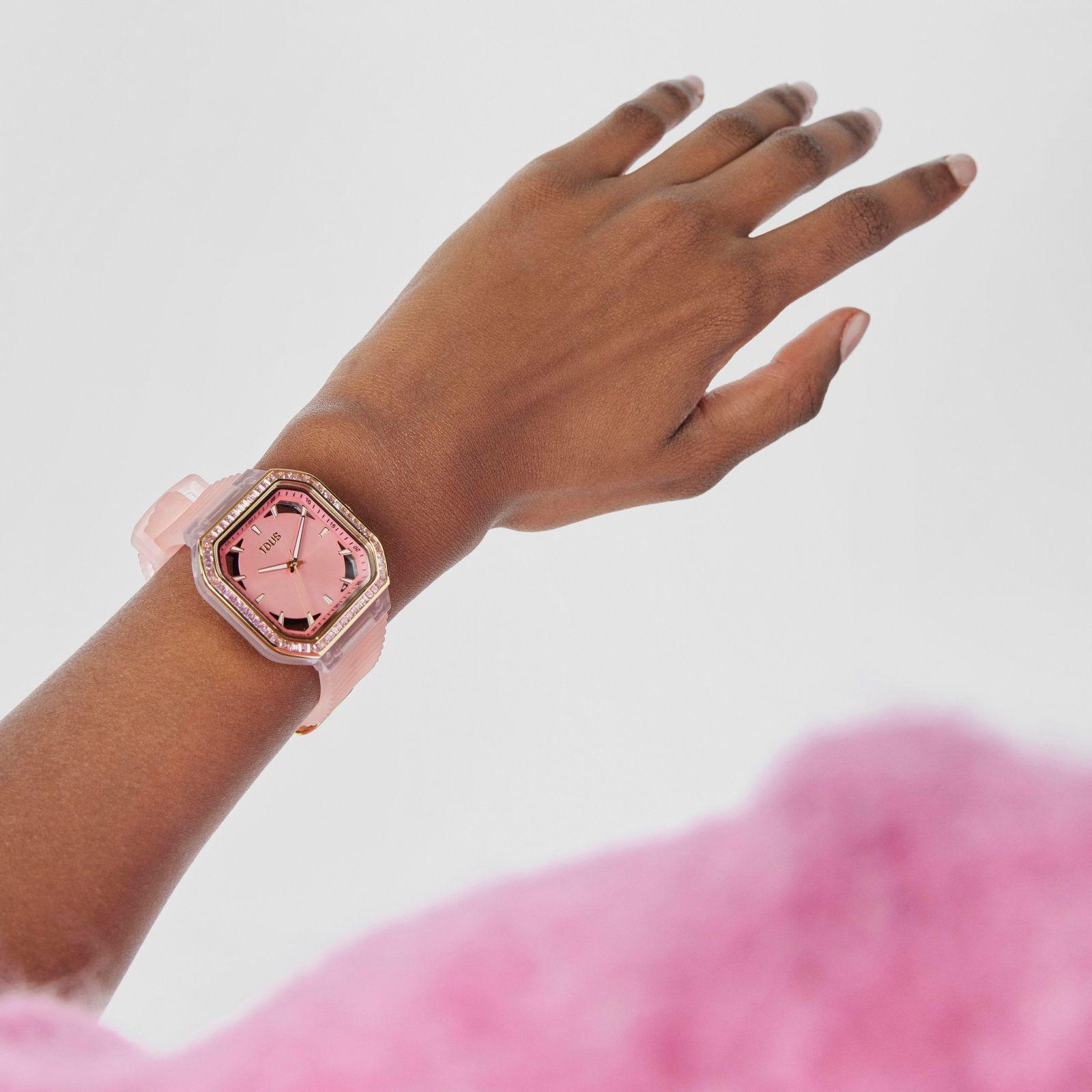 Reloj analógico de acero IPG rosa con zirconitas Gleam Fresh-5