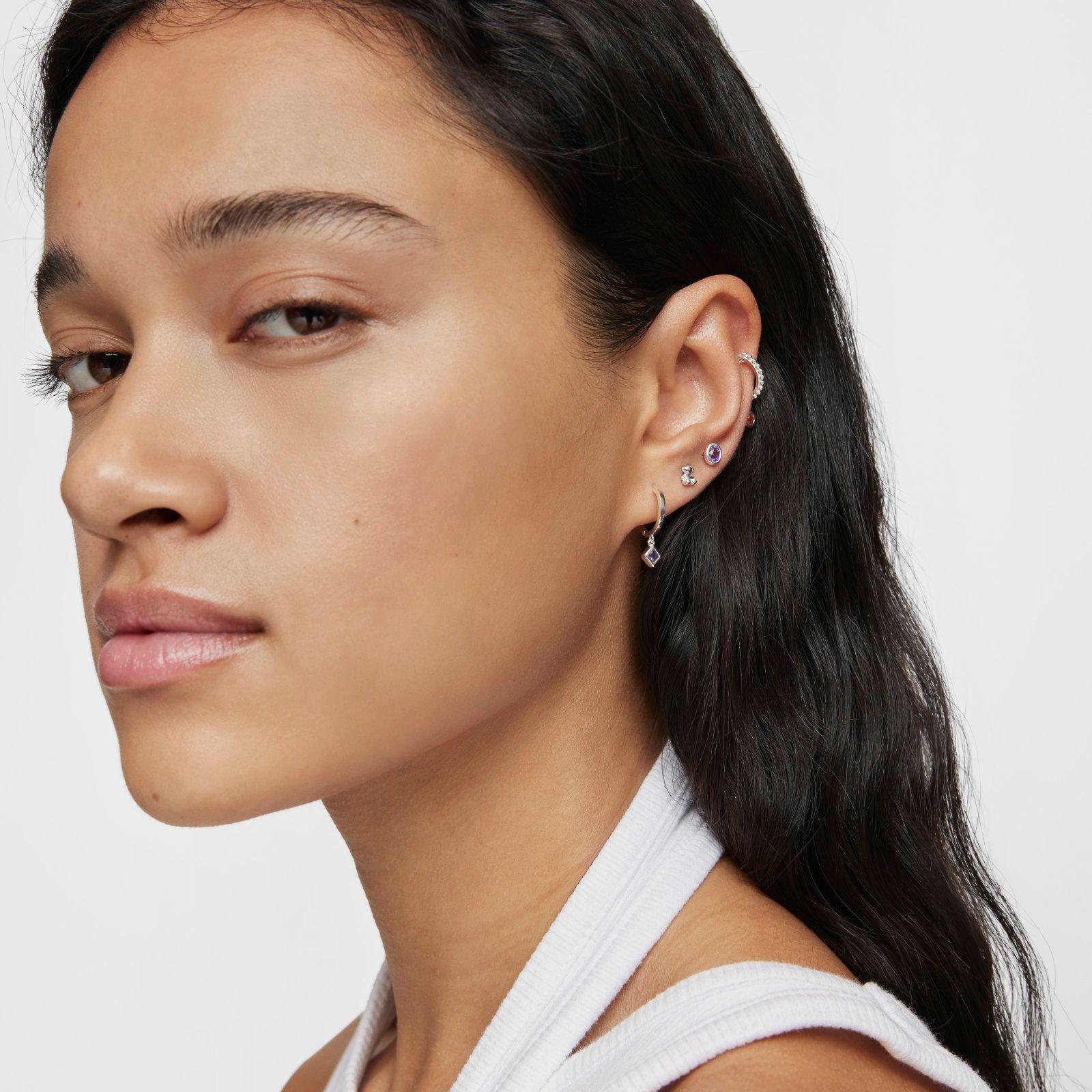 Pendientes corto/largo oso de plata y detalle iolita Basic Colors-3