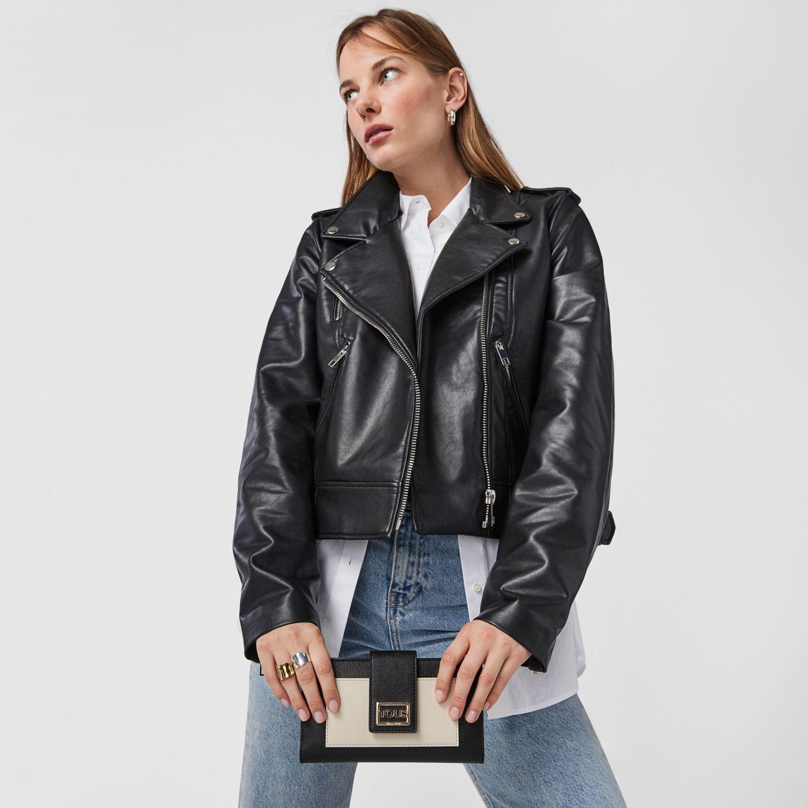 Billetera Pocket grande negra y beige Funny Tous-3