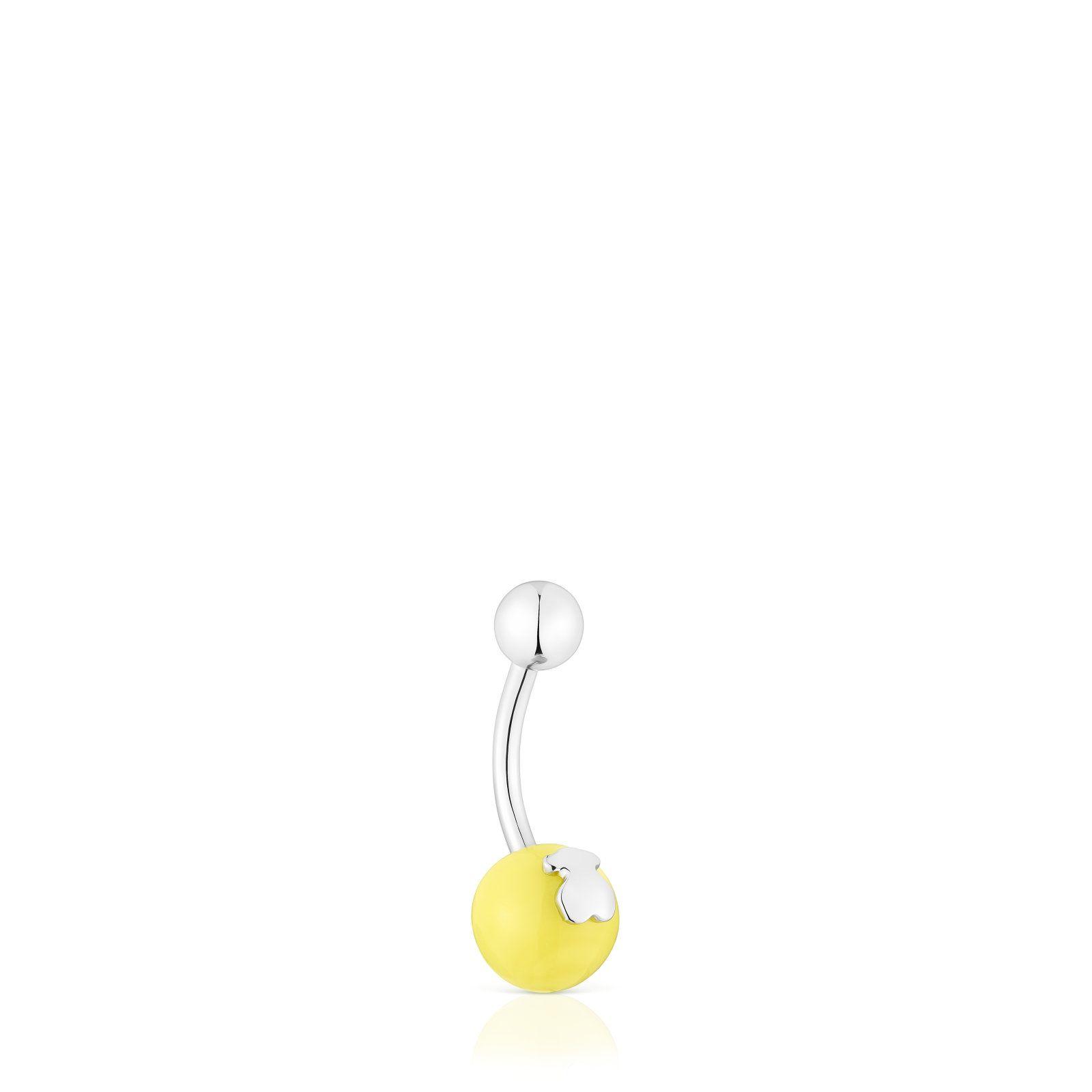 Piercing de ombligo de acero y cristal amarillo Icon Glass-1