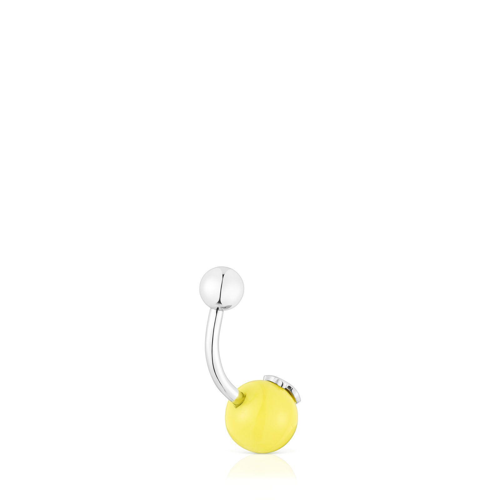 Piercing de ombligo de acero y cristal amarillo Icon Glass-2