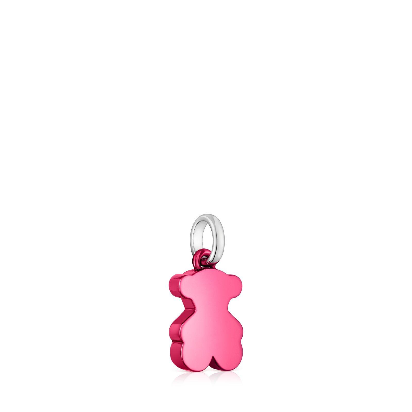 Colgante oso pequeño de acero en color rosa Sweet Dolls-1