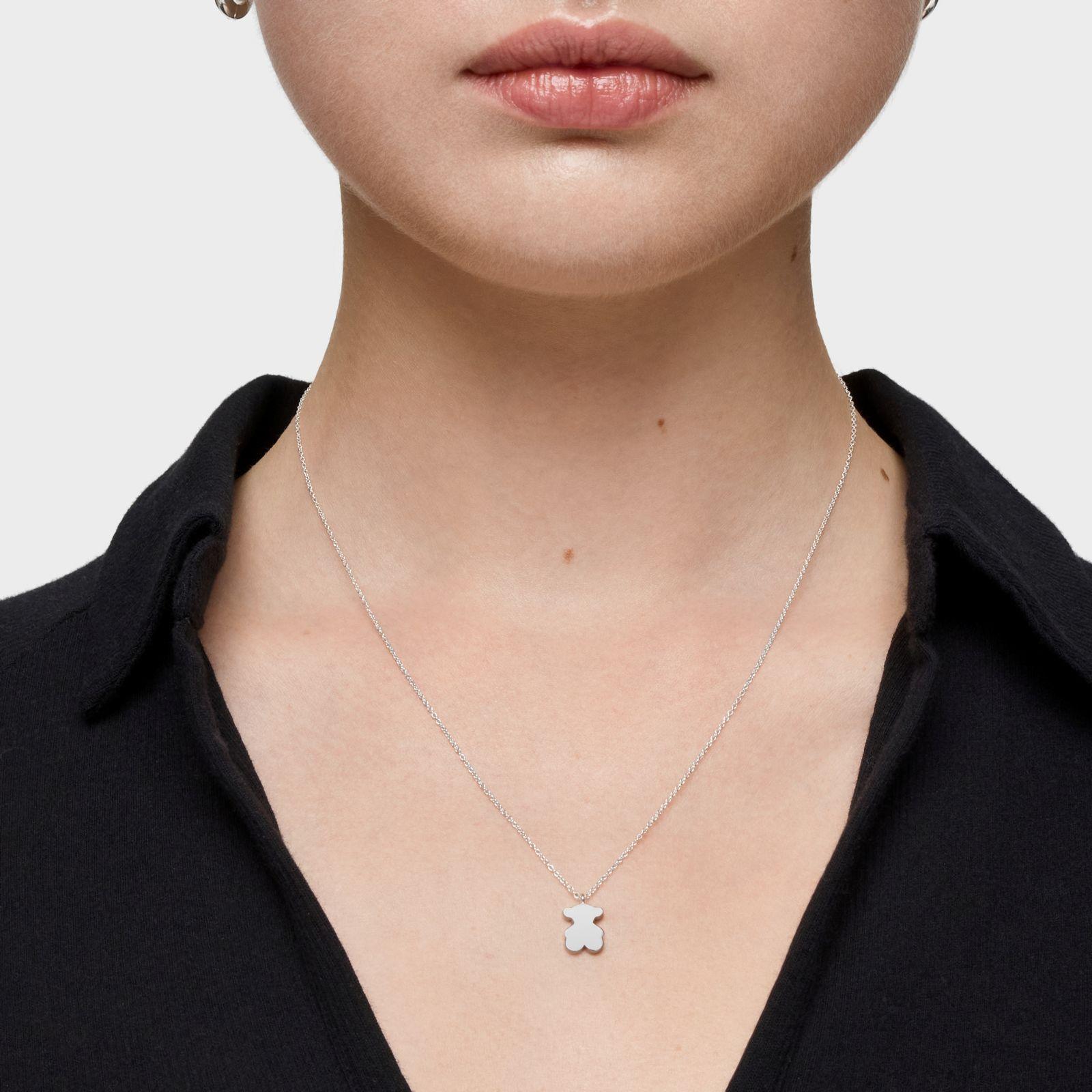 Collar corto de plata y motivo oso Sweet Dolls-6