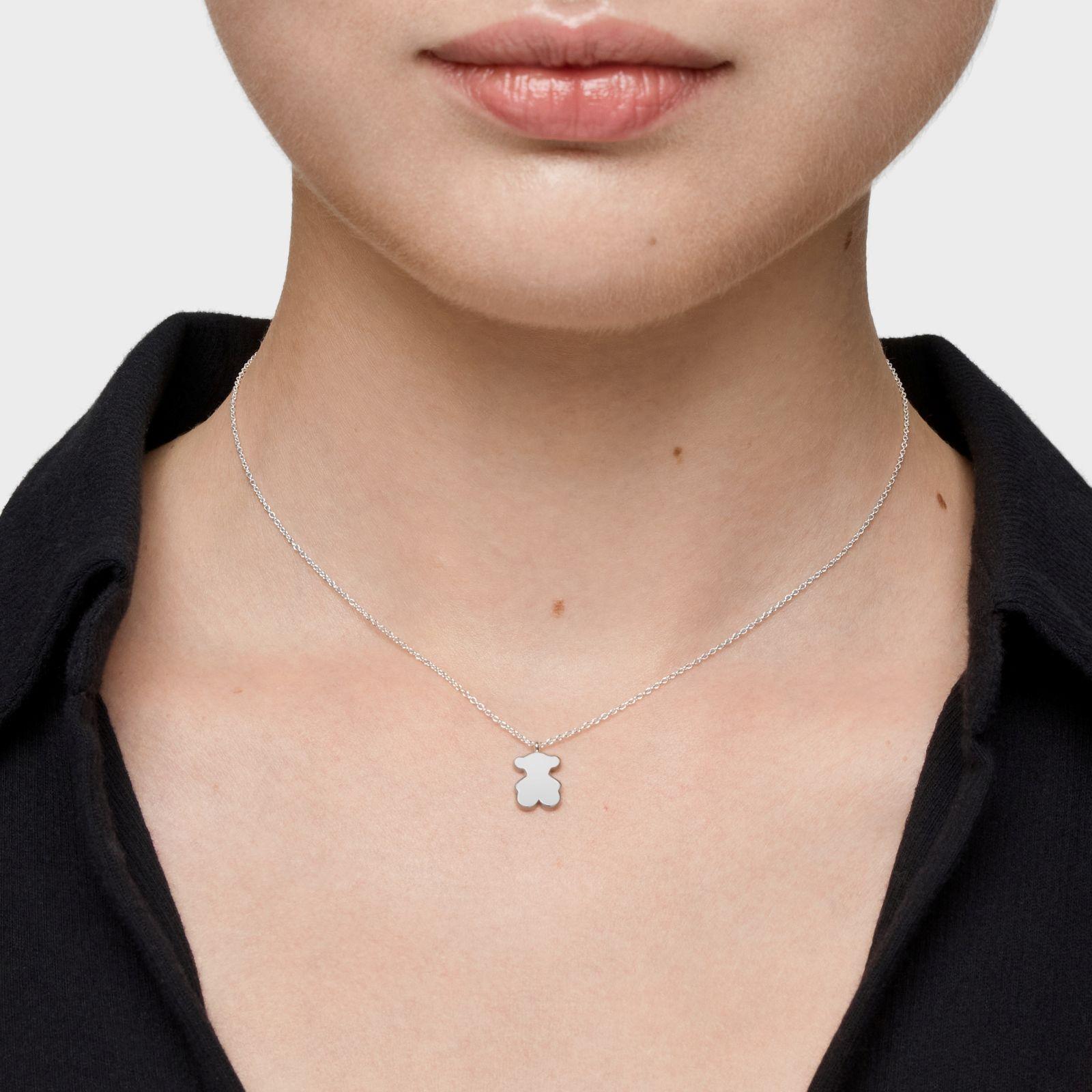 Collar corto de plata y motivo oso Sweet Dolls-7