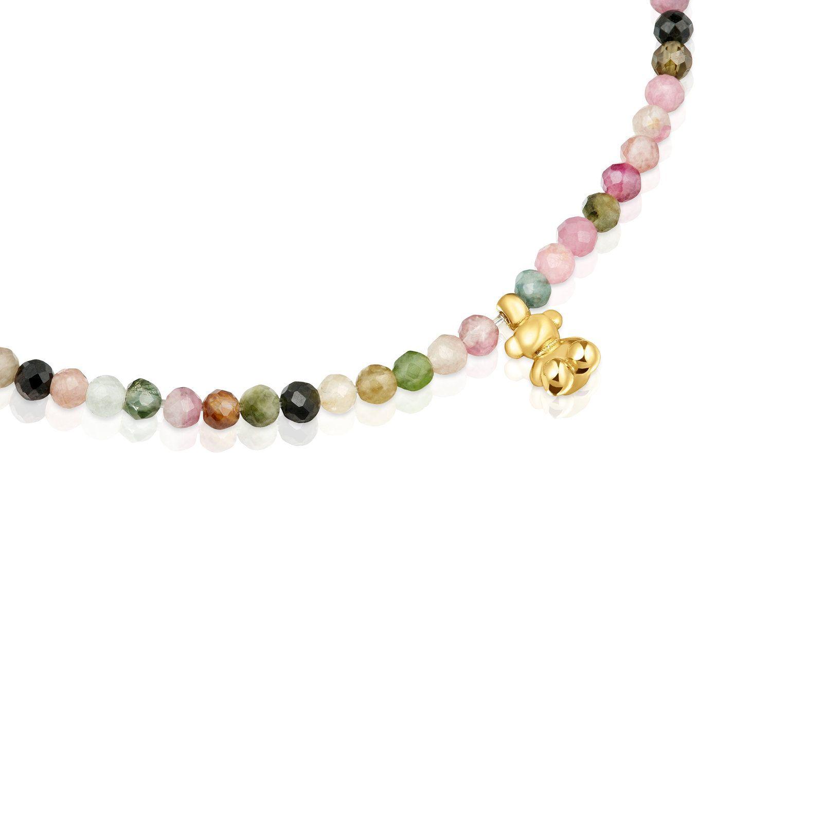 Pulsera elástica con baño de oro 18 kt sobre plata y turmalinas Bold Bear-2