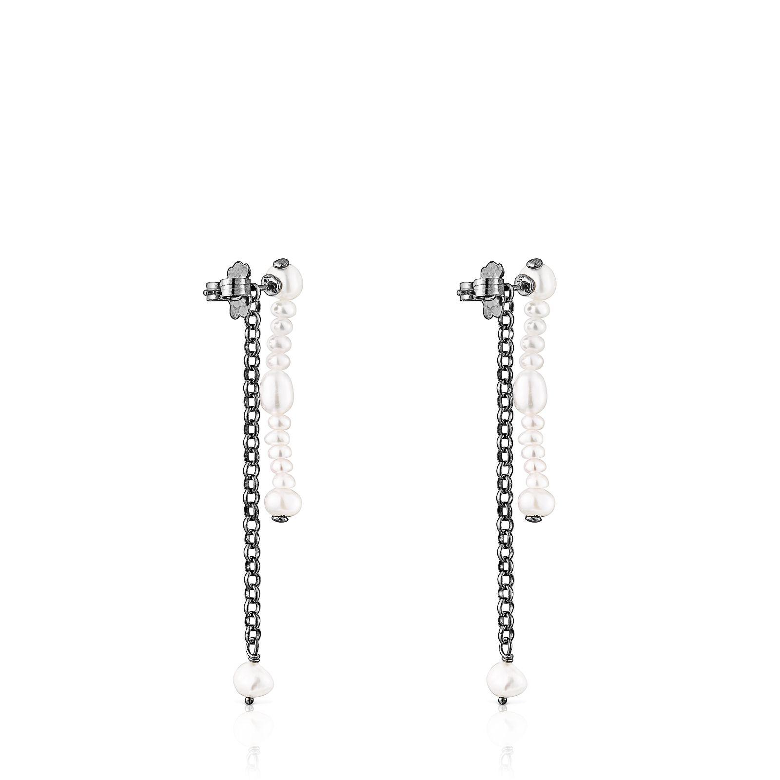 Aros dobles de plata dark silver  Virtual Garden Tous-2