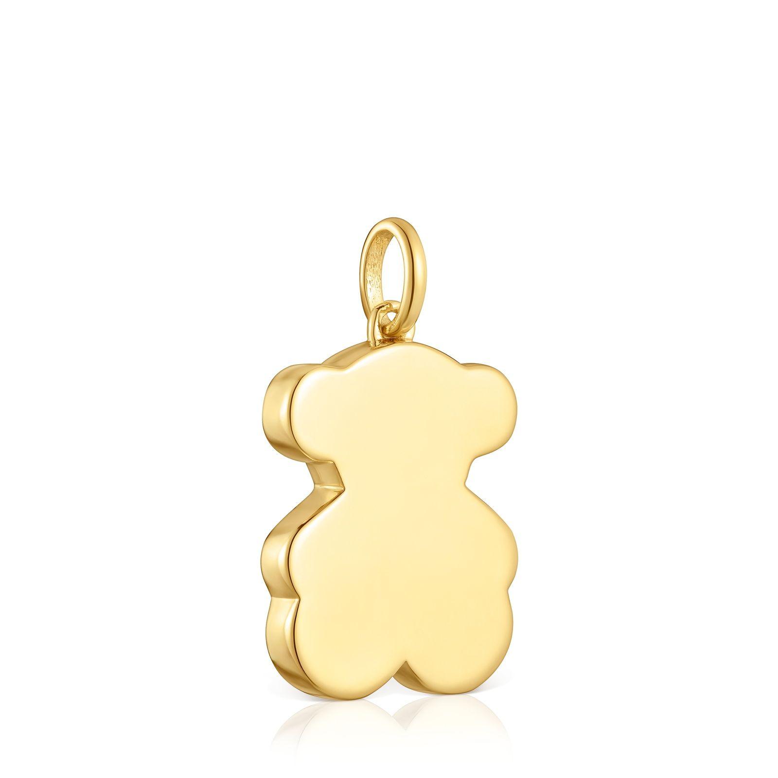 Colgante oso con baño de oro 18 kt sobre plata y zafiros creados en laboratorio Sweet Dolls LGG-2