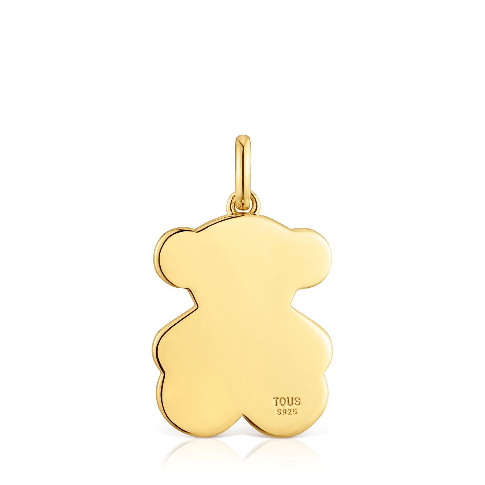 Colgante oso con baño de oro 18 kt sobre plata y zafiros creados en laboratorio Sweet Dolls LGG-3