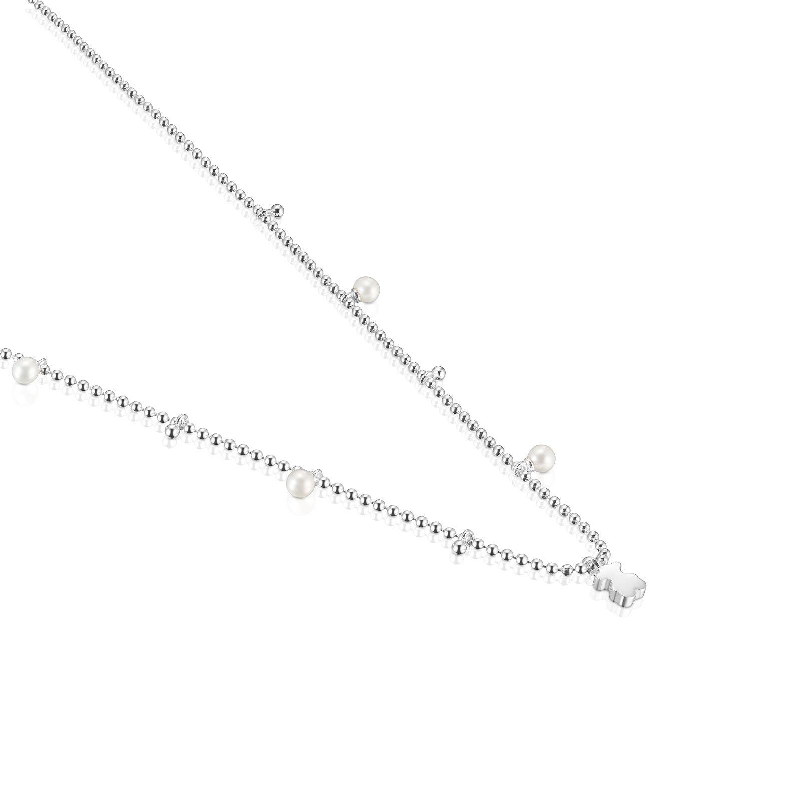 Collar de plata perlas cultivadas colgante oso Sweet Dolls-2
