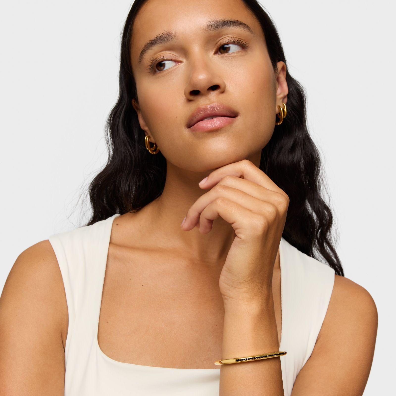 Pulsera esclava con baño de oro 18 kt sobre plata y espinelas Line-3