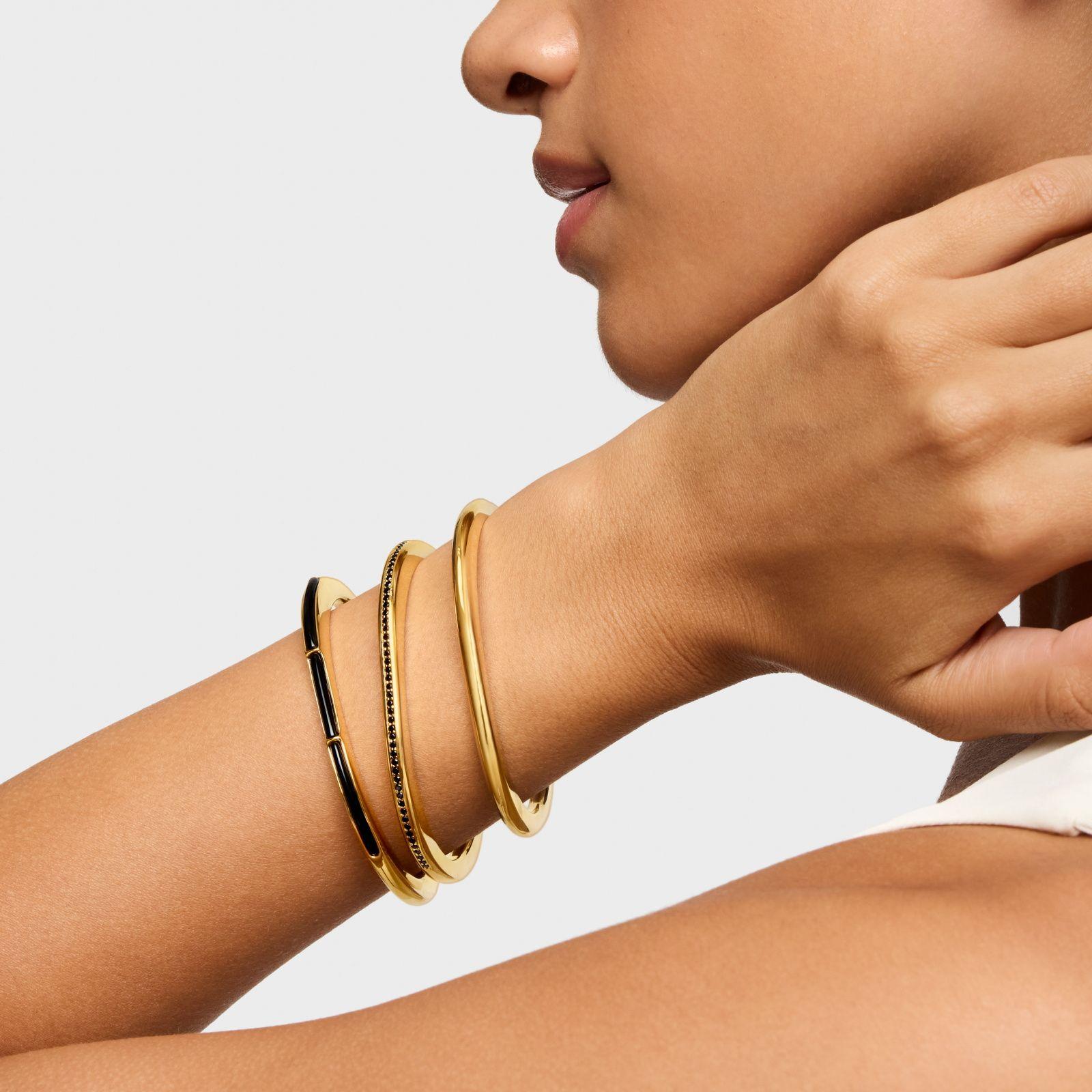 Pulsera esclava con baño de oro 18 kt sobre plata y espinelas Line-4