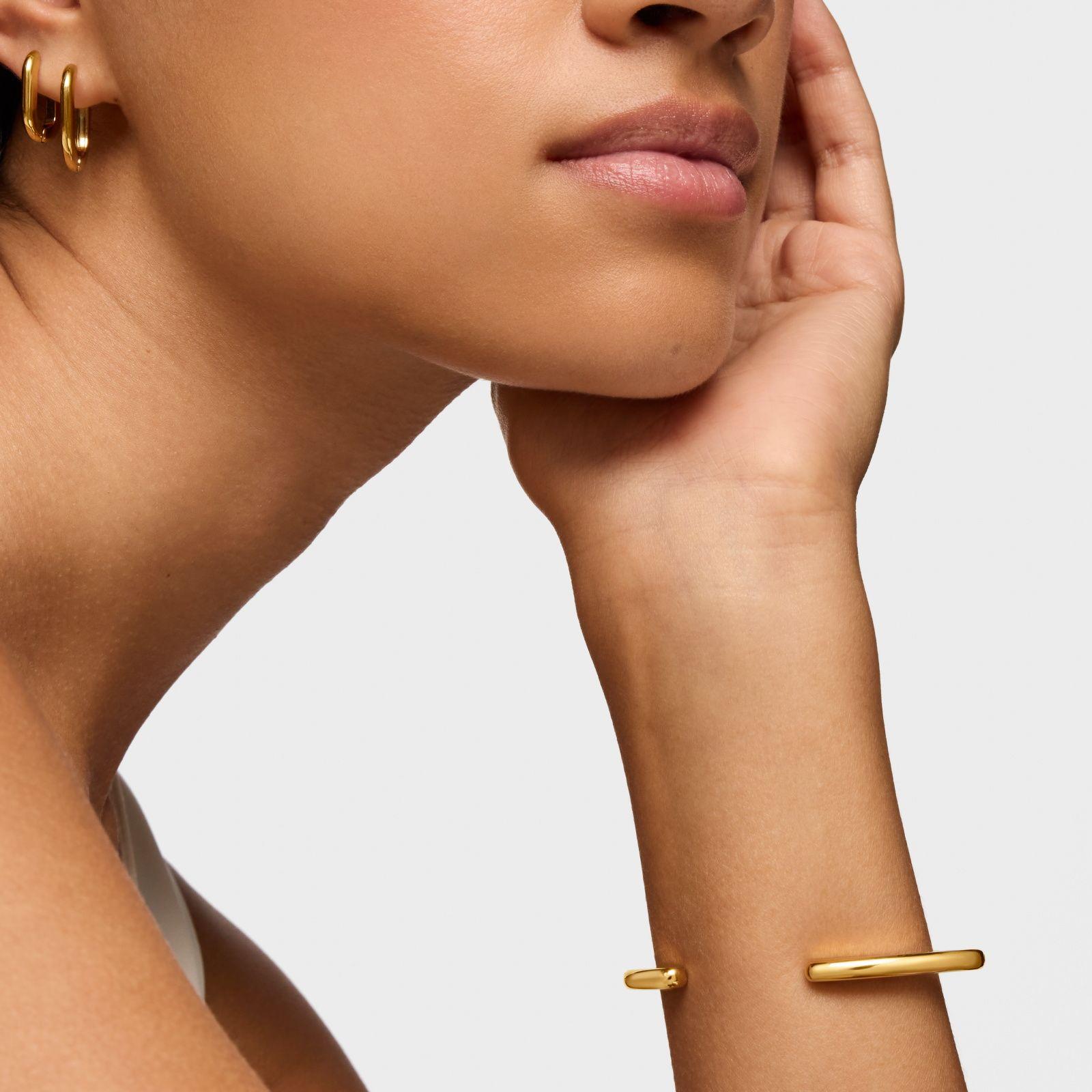 Pulsera esclava con baño de oro 18 kt sobre plata y espinelas Line-5