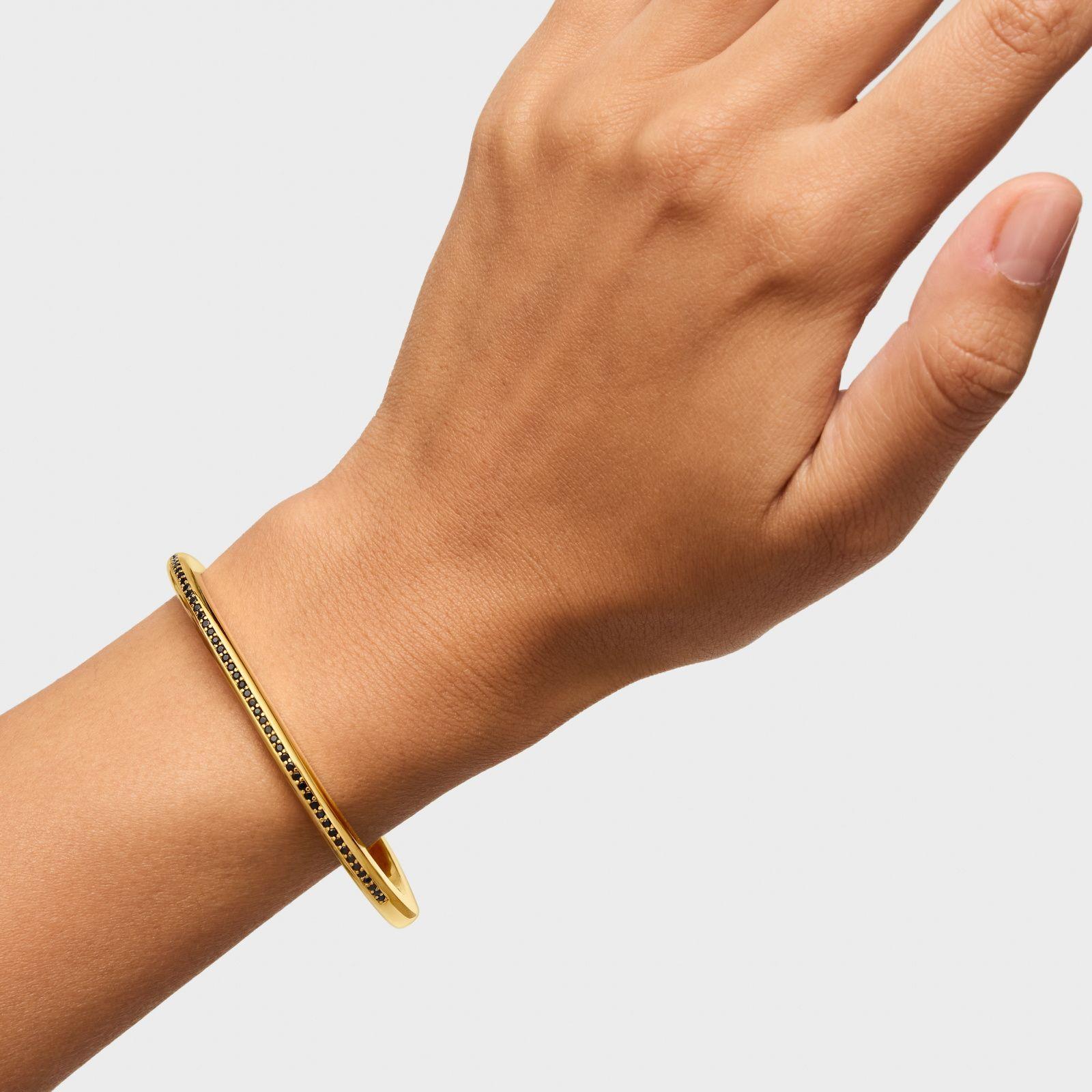 Pulsera esclava con baño de oro 18 kt sobre plata y espinelas Line-6