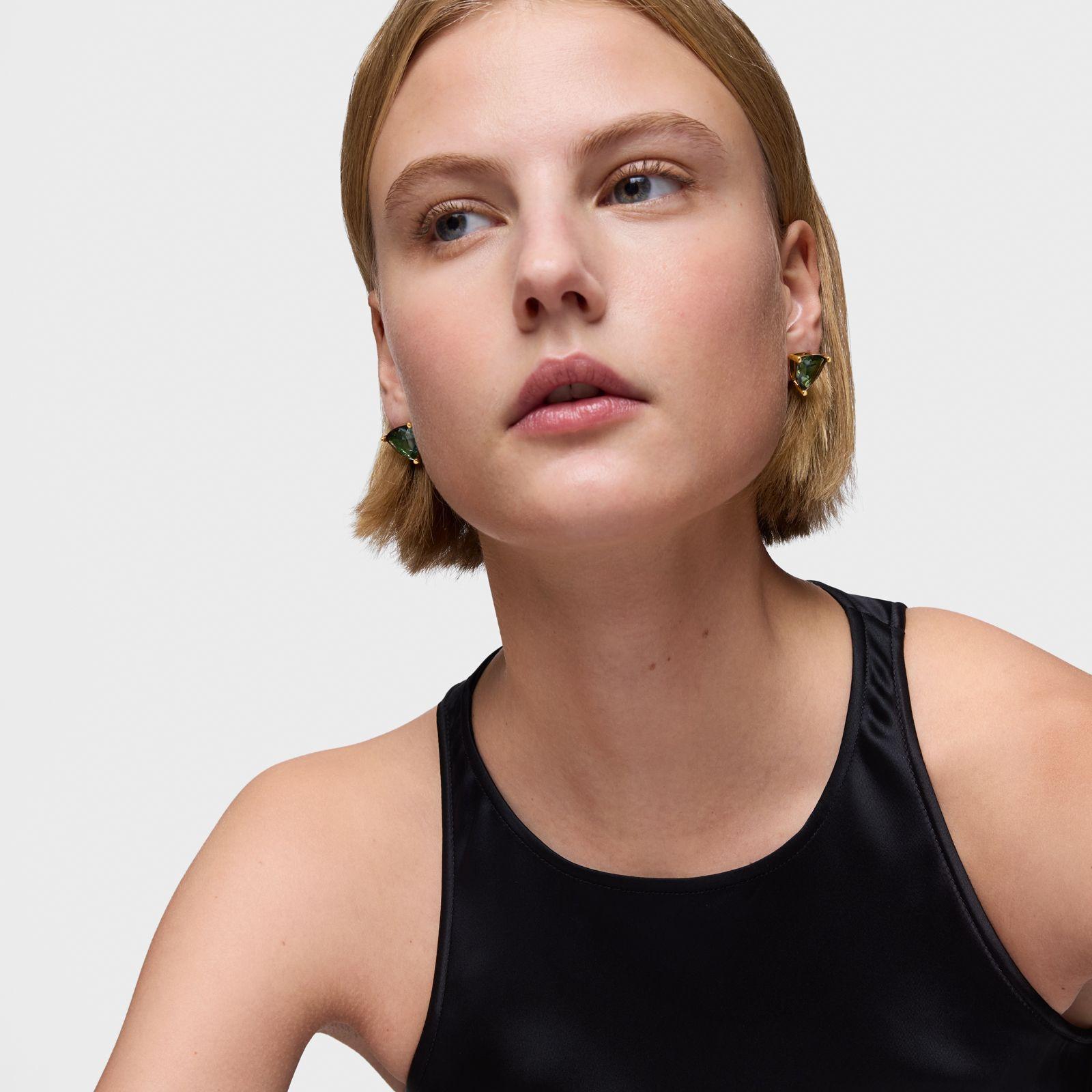 Pendientes con baño de oro 18 kt sobre plata y espinela-3