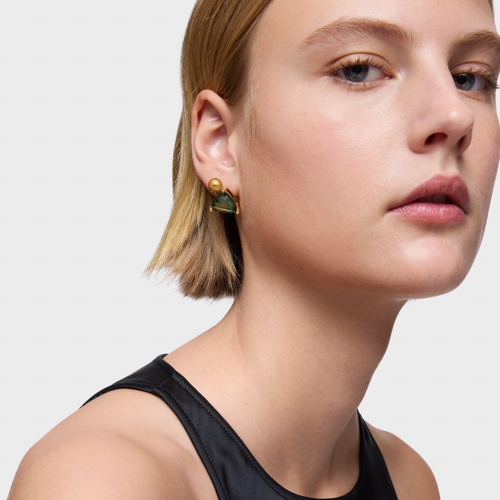 Pendientes con baño de oro 18 kt sobre plata y espinela-4