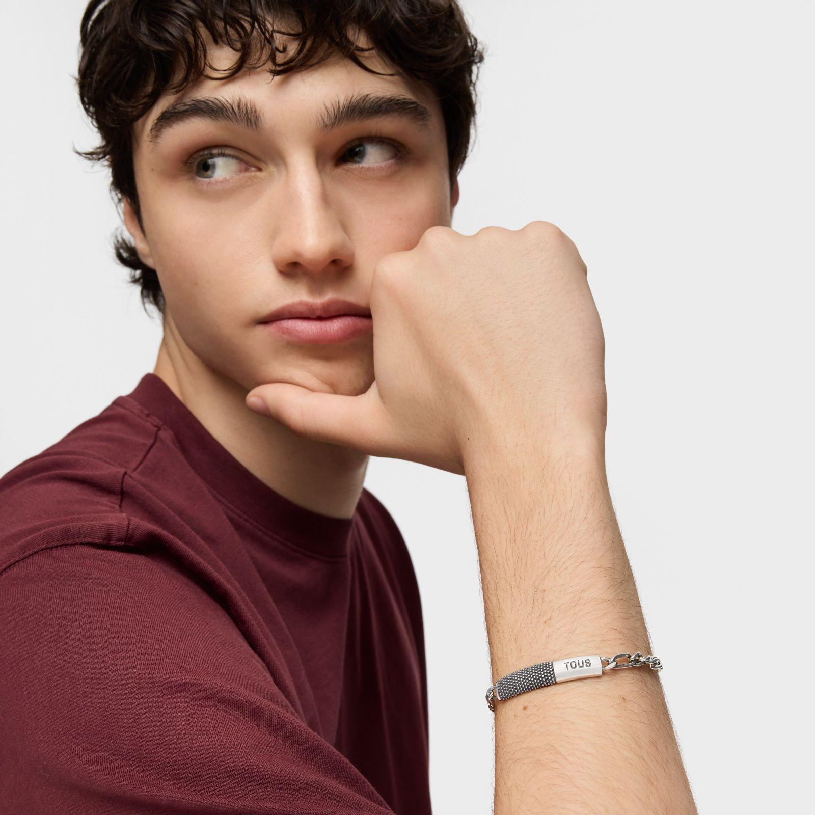 Pulsera cadena de plata envejecida TOUS Man-3