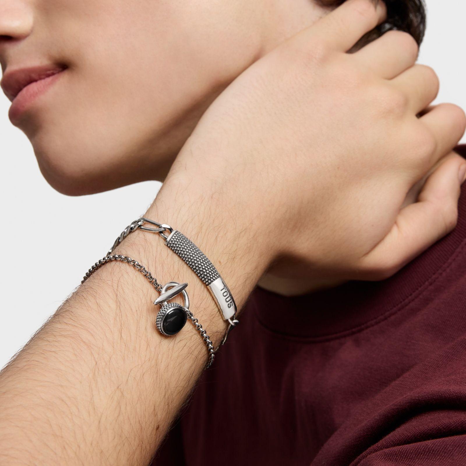 Pulsera cadena de plata envejecida TOUS Man-4