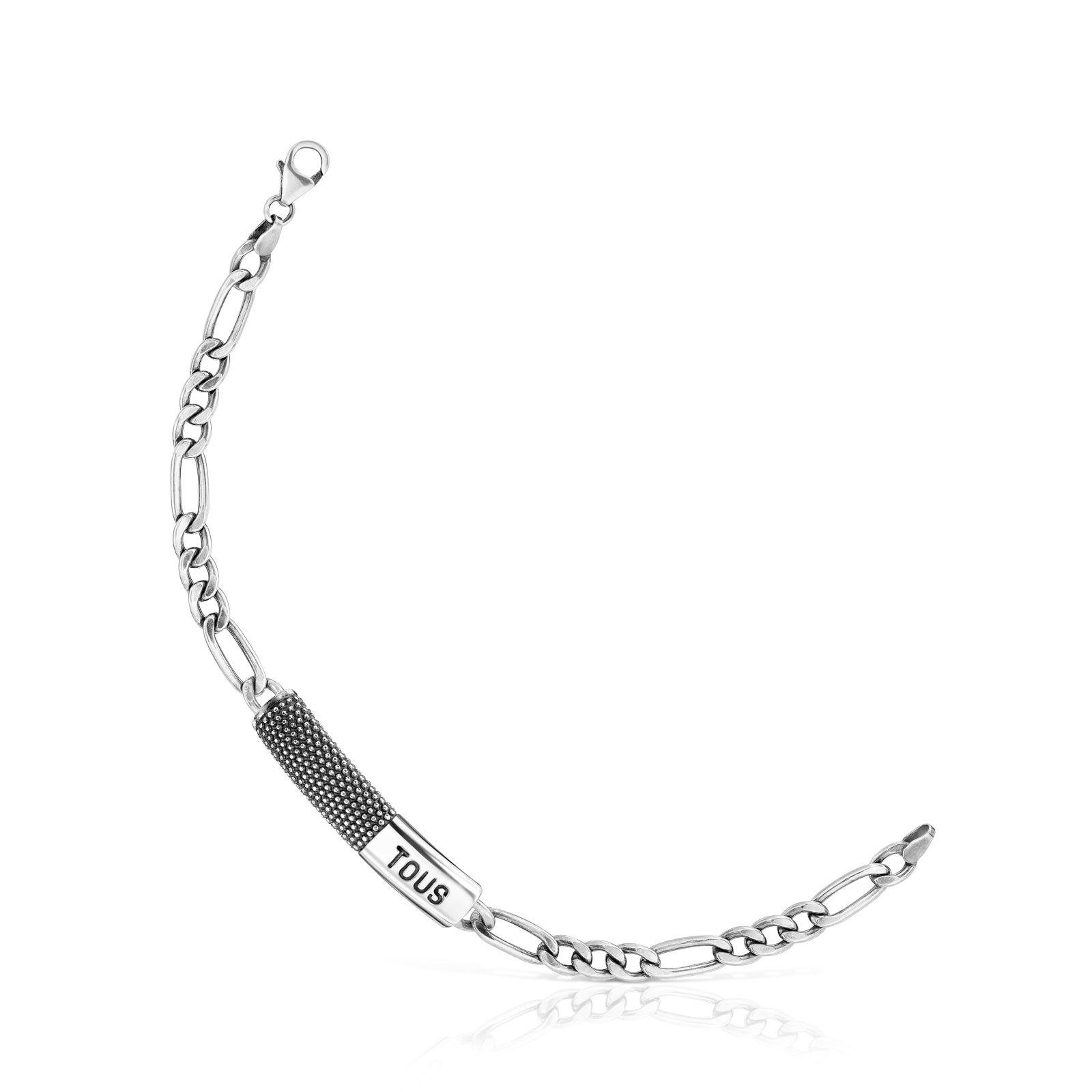 Pulsera cadena de plata envejecida TOUS Man-5