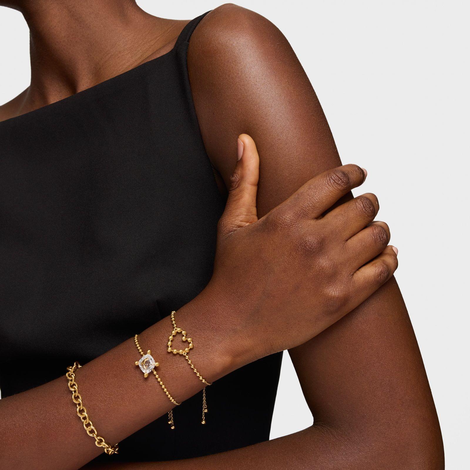 Pulsera cadena con detalles en baño de oro 18 kt sobre plata-4