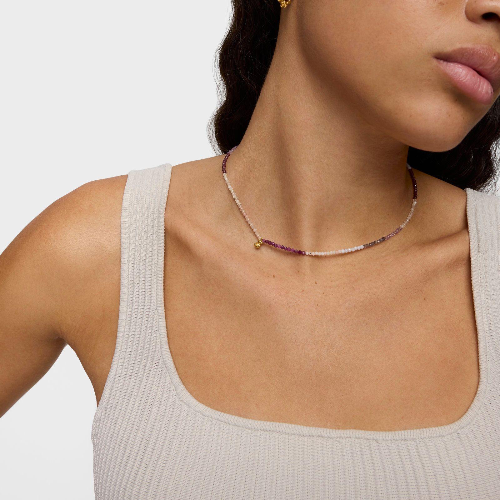 Collar corto con baño de oro 18 kt sobre plata y turmalinas Bold Bear-5