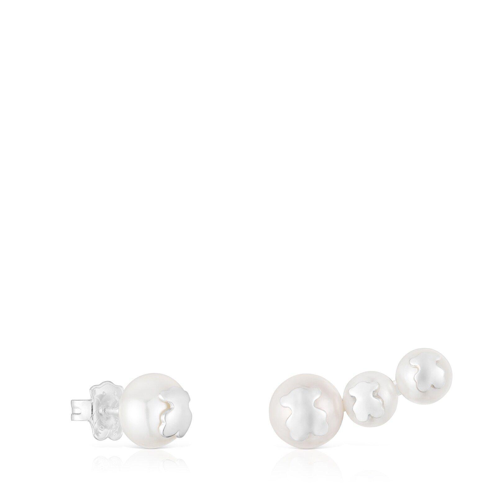 Pendientes triple perla y plata Icon Pearl-0