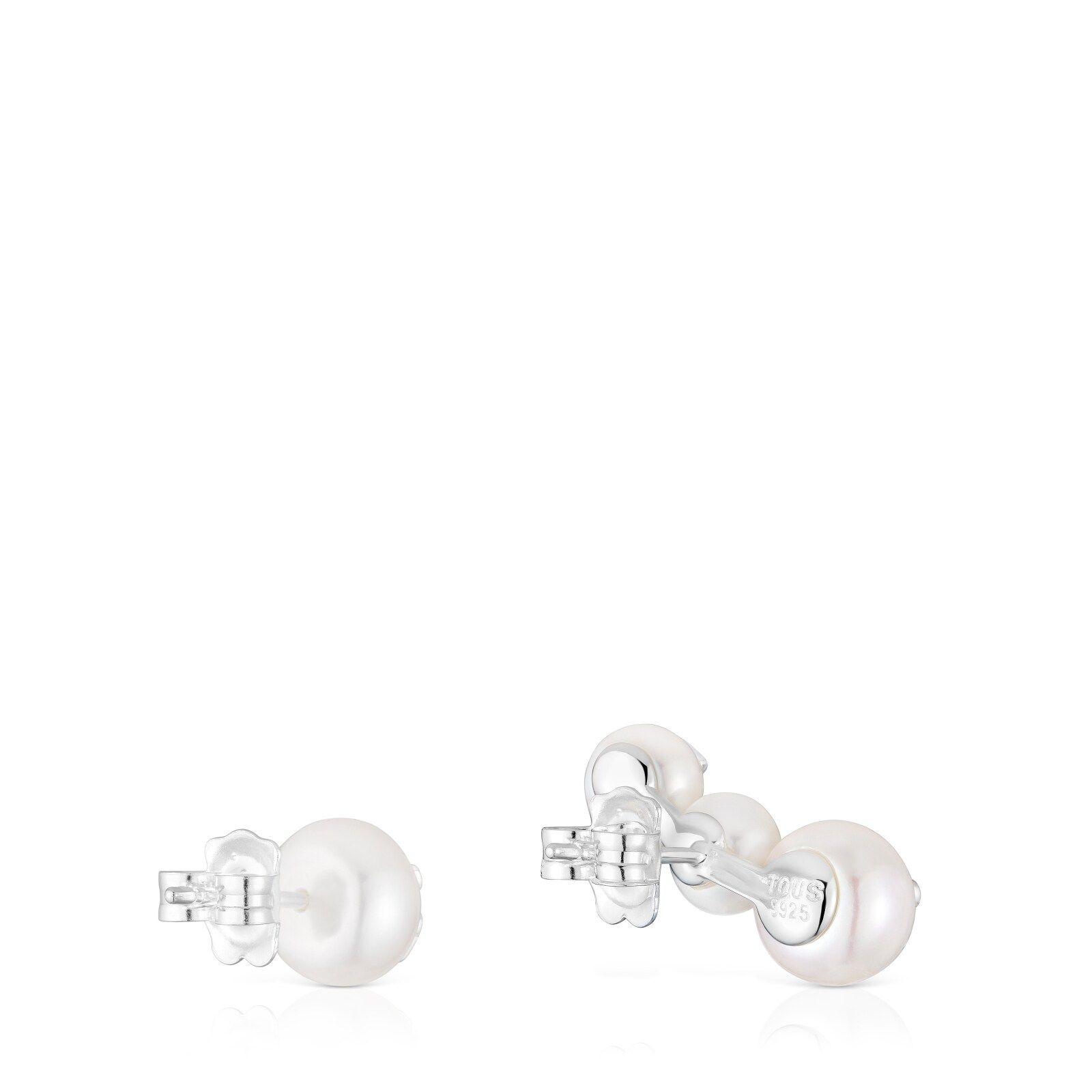 Pendientes triple perla y plata Icon Pearl-1