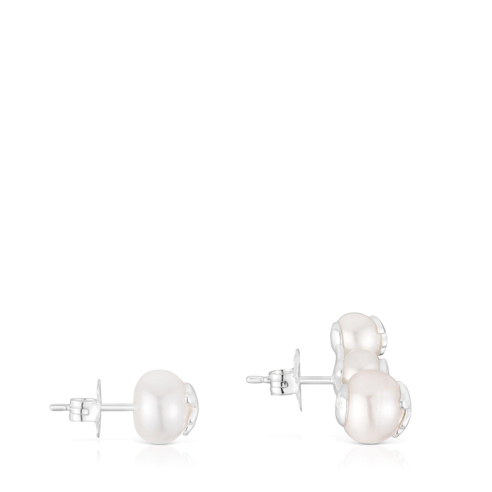 Pendientes triple perla y plata Icon Pearl-2