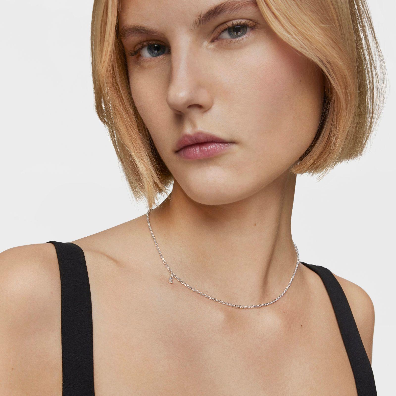 Collar corto de plata con anillas redondas Bold Bear-3
