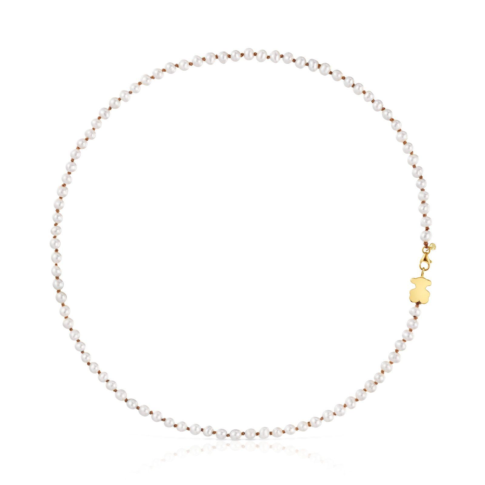Collar corto TOUS perlas y oso de oro 10 mm-0