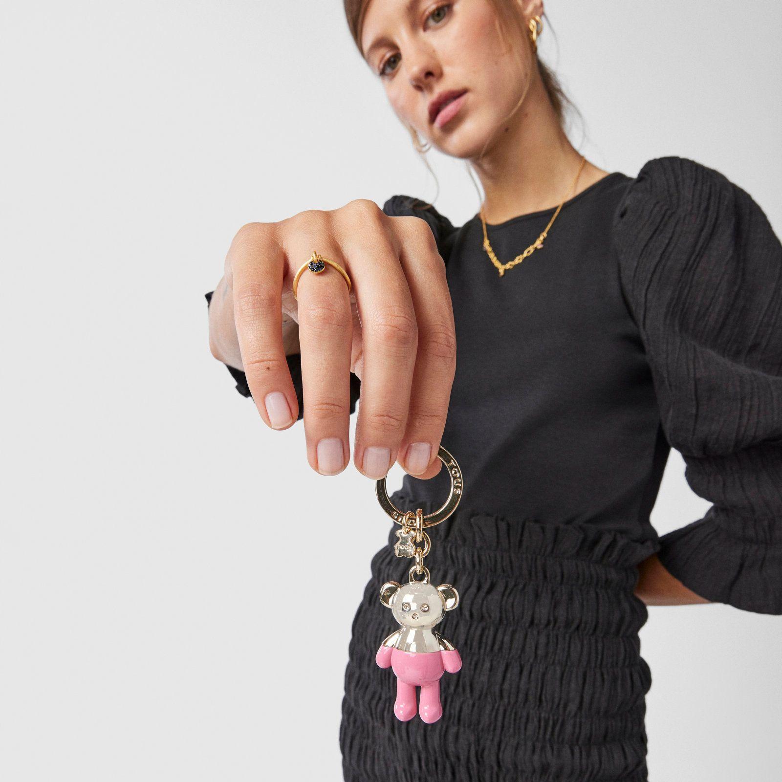 Llavero Teddy Bear dorado y rosa-4