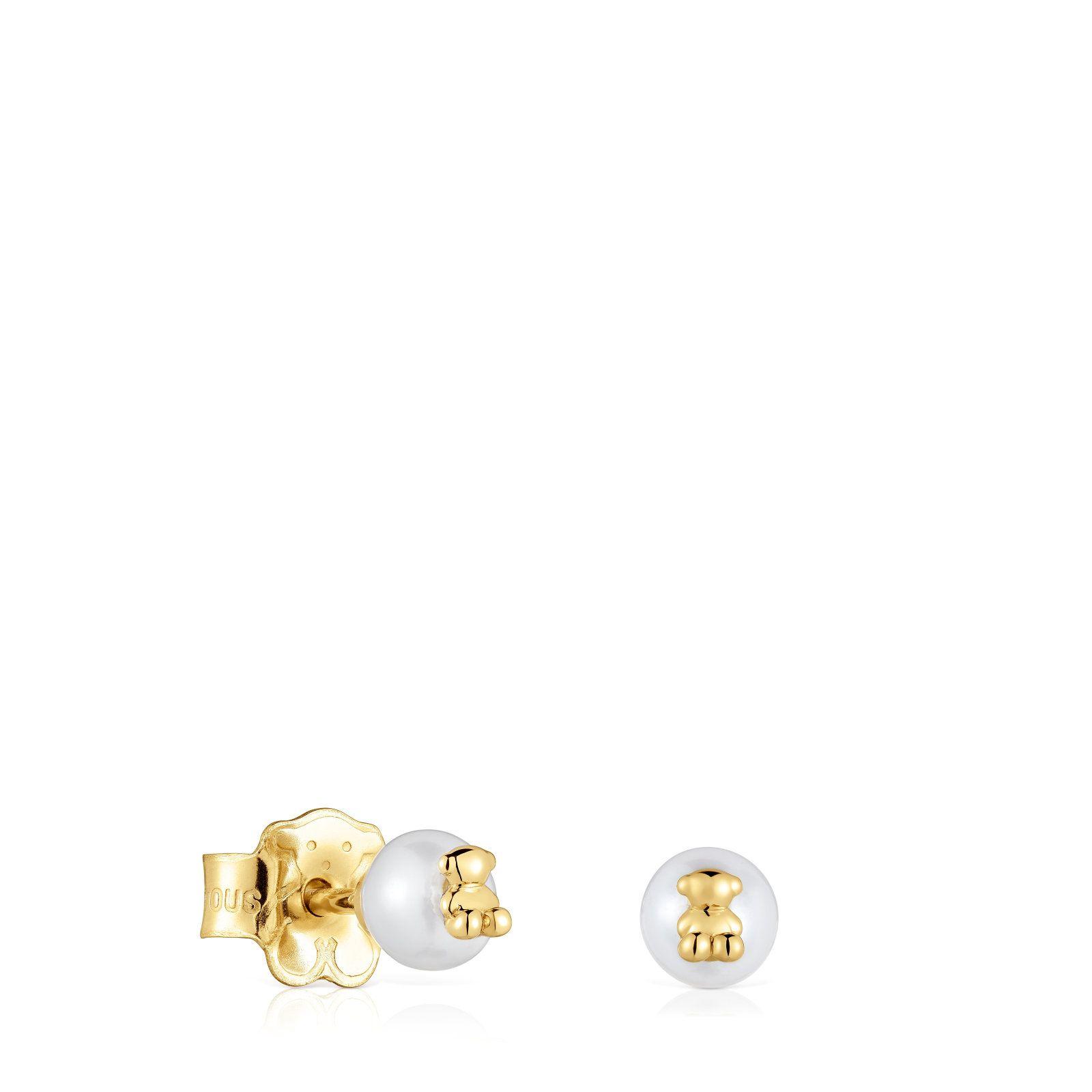Aros de oro con perla cultivada y motivo oso Bold Bear-0
