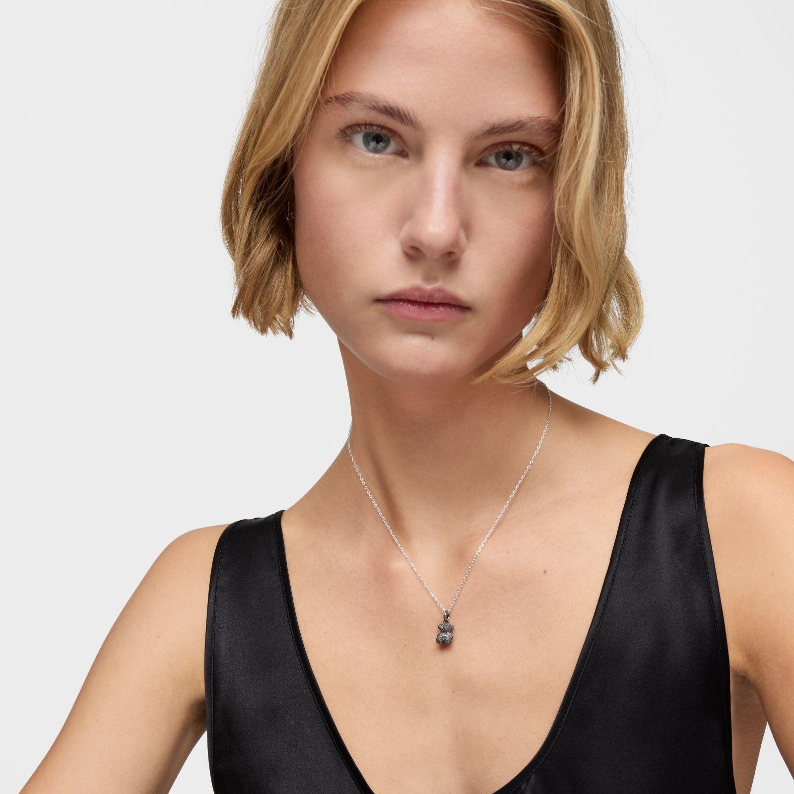 Colgante oso de plata dark silver diamantada Bold Bear-3