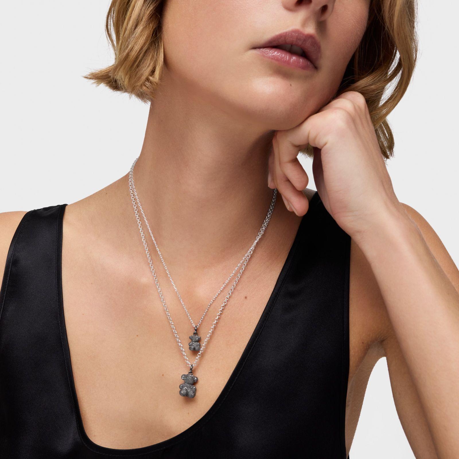 Colgante oso de plata dark silver diamantada Bold Bear-4