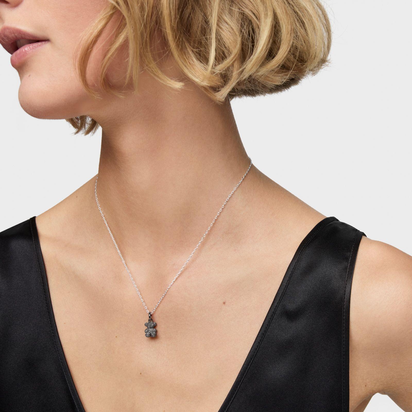 Colgante oso de plata dark silver diamantada Bold Bear-5