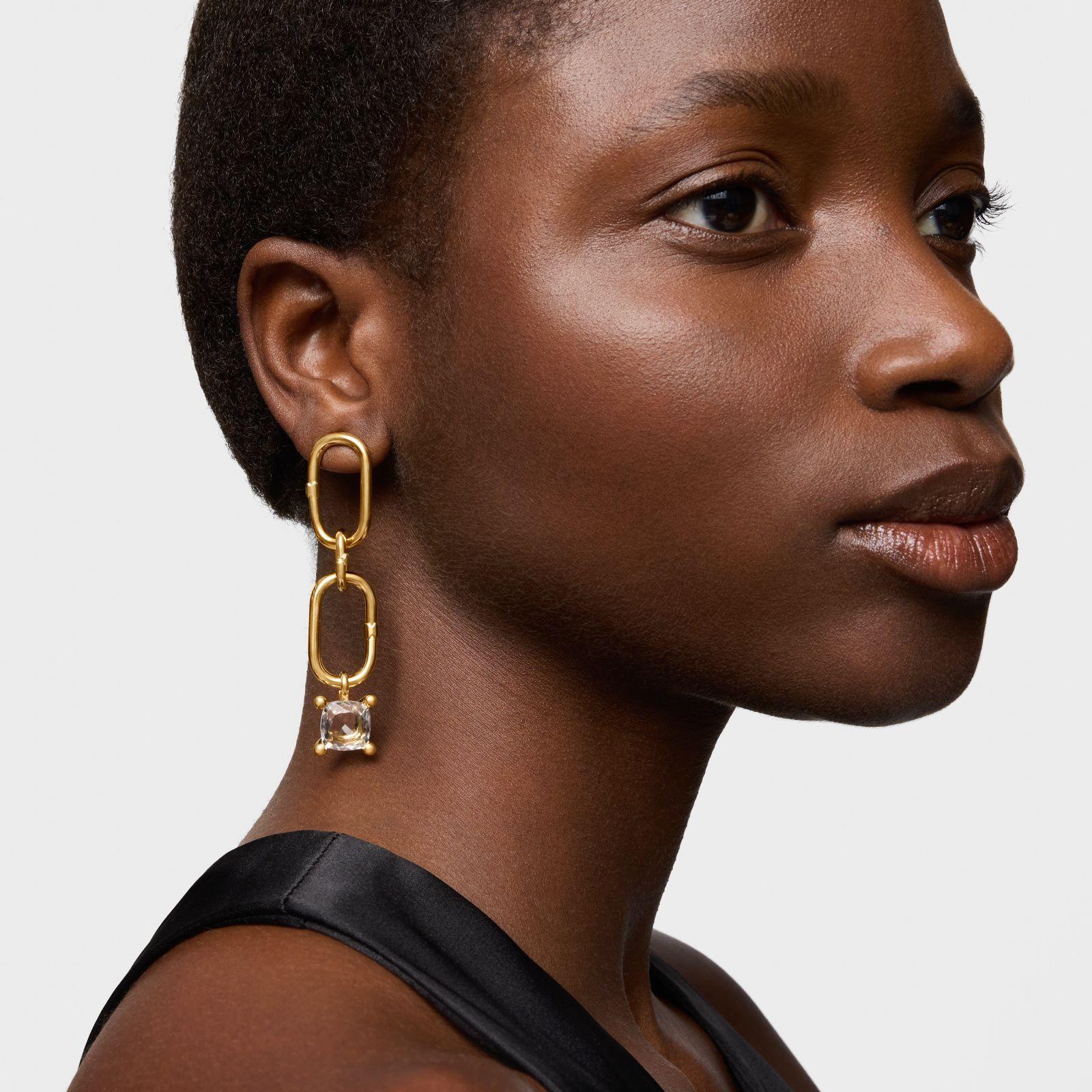 Colgante pequeño con baño de oro 18 kt sobre plata y cuarzo cristal de roca Color White-5