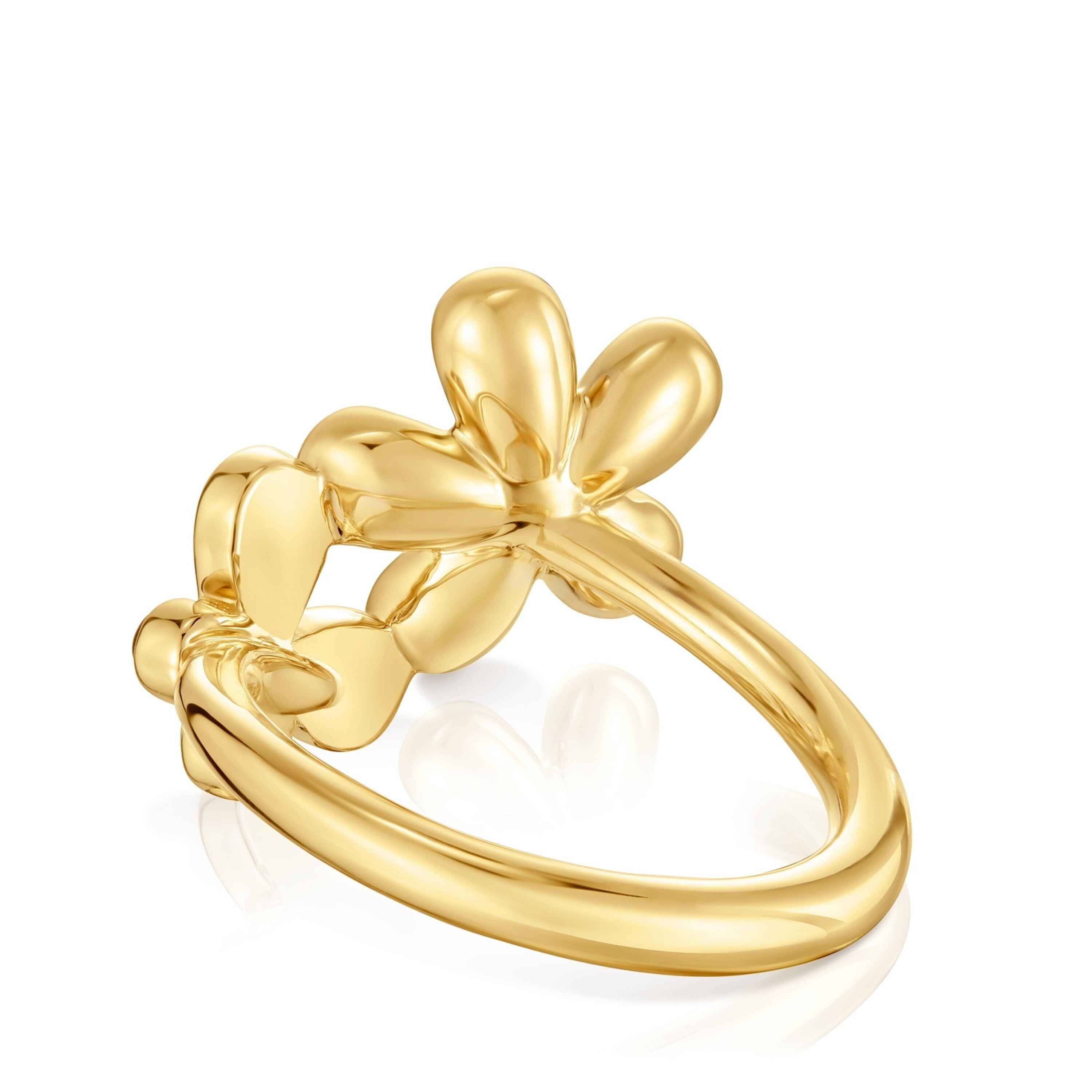 Anillo con baño de oro de 18 kt sobre plata y amatista Daisy-2