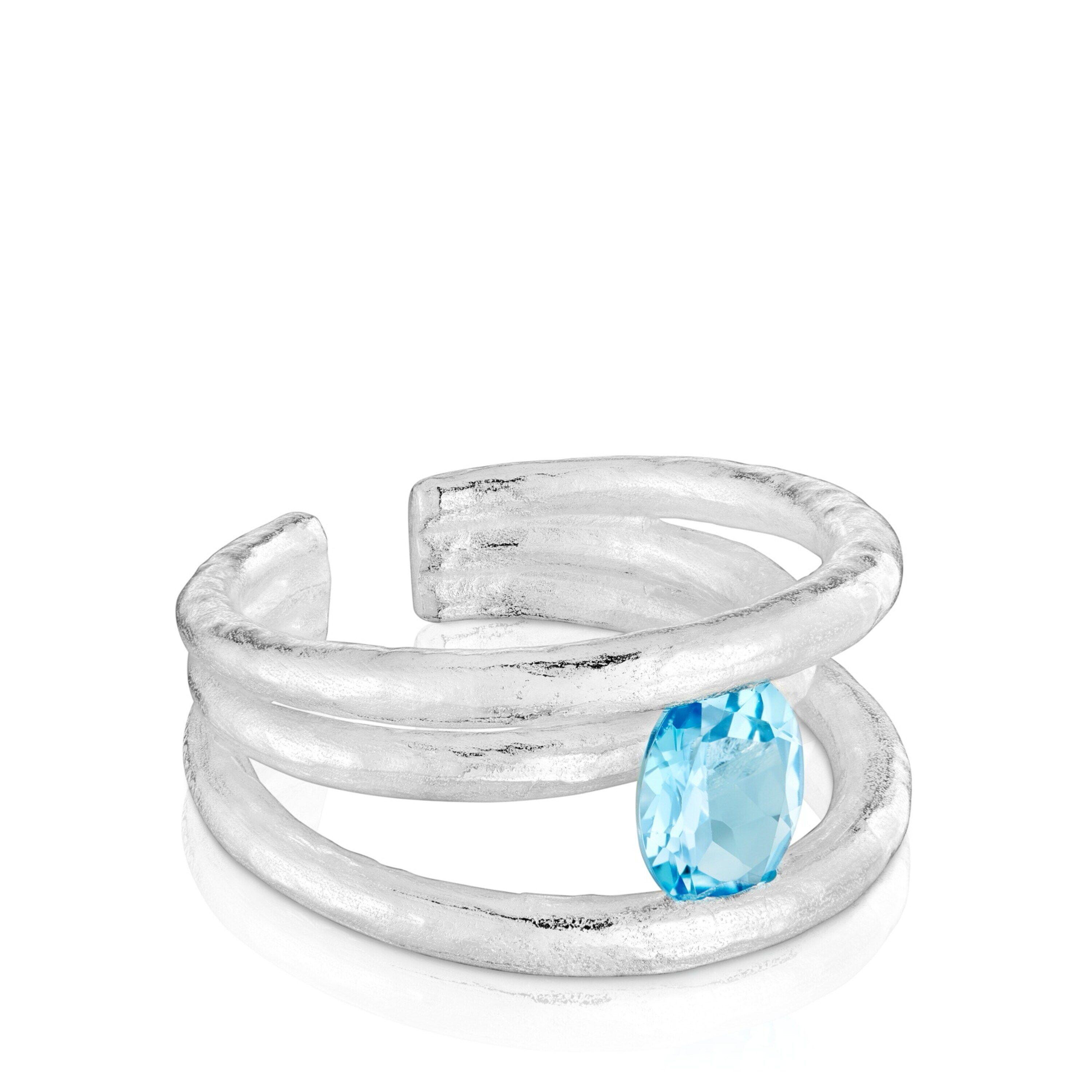 Anillo abierto de plata y topacio Duna-1